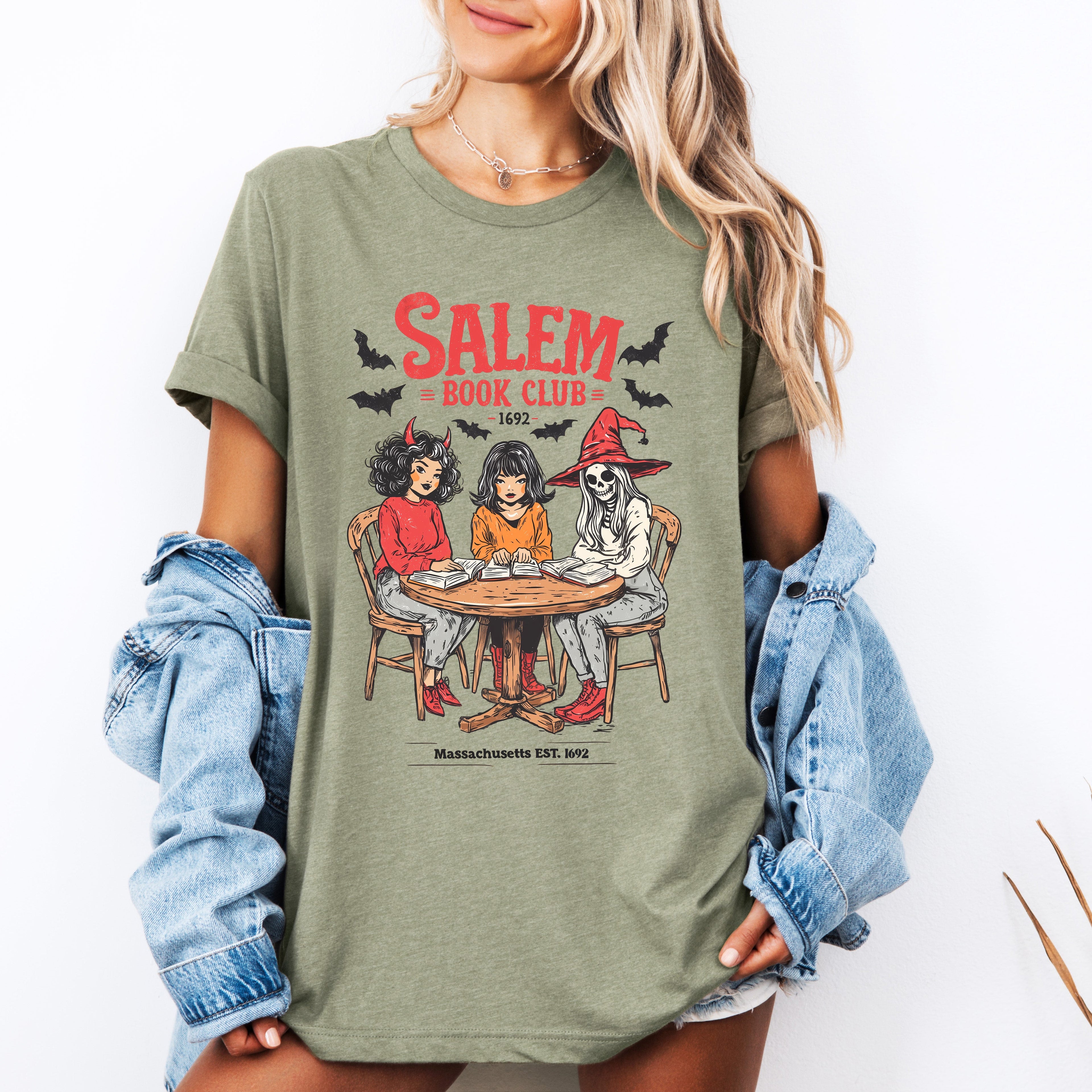 Salem Book Club Halloween Reading Library Edition BookTok Inspired Retro Cover Art Graphic Tee