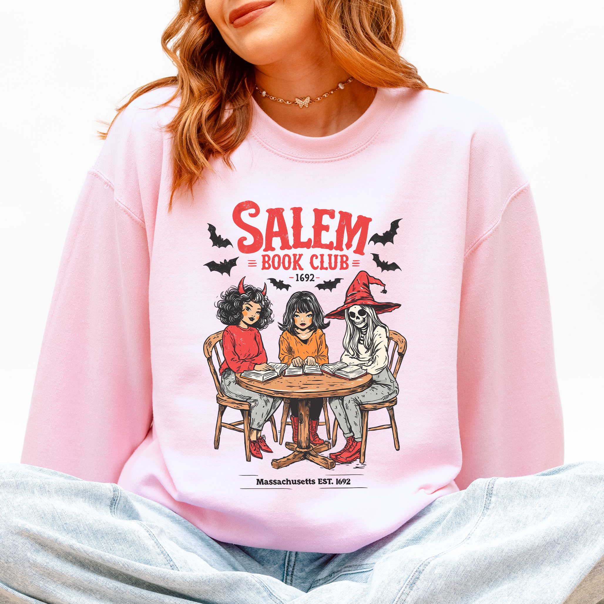 Salem Book Club Halloween Reading Library BookTok Inspired Vintage Cozy Sweatshirt
