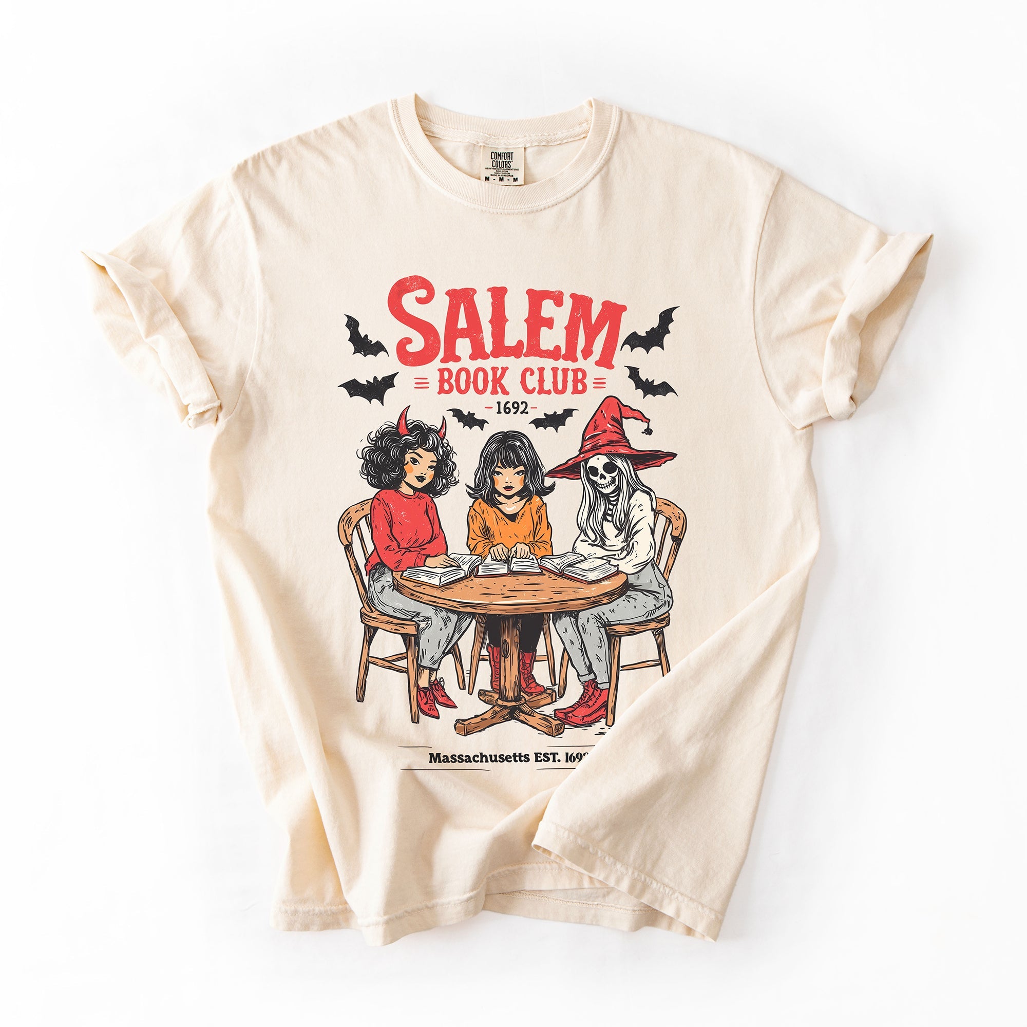 Salem Book Club Cat Retro Halloween Reading Library BookTok Edition Comfort Colors Tee