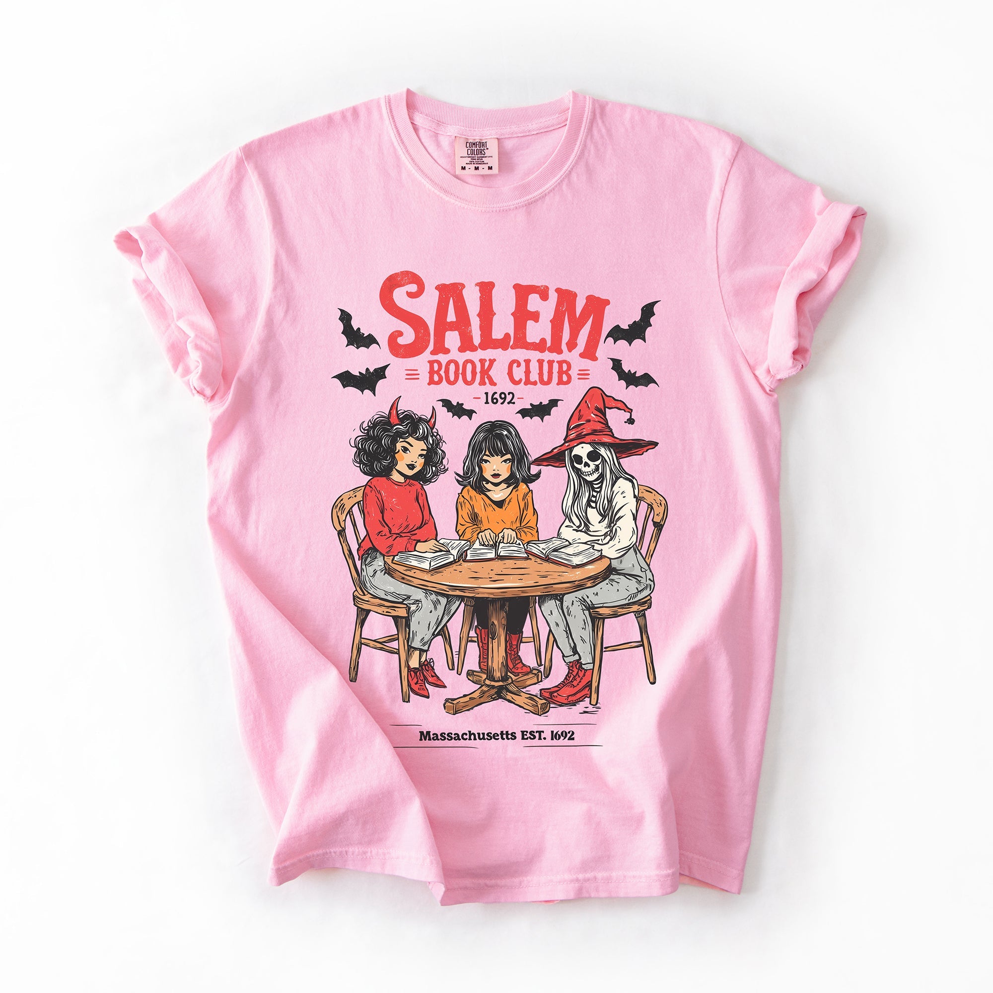 Salem Book Club Cat Retro Halloween Reading Library BookTok Edition Comfort Colors Tee