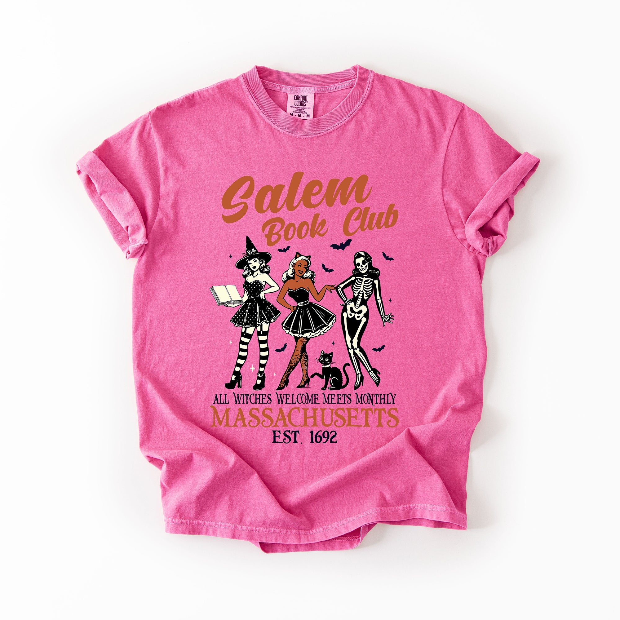 Salem Book Club Est 1692 Retro Vintage Halloween Reading Books Comfort Colors Tee
