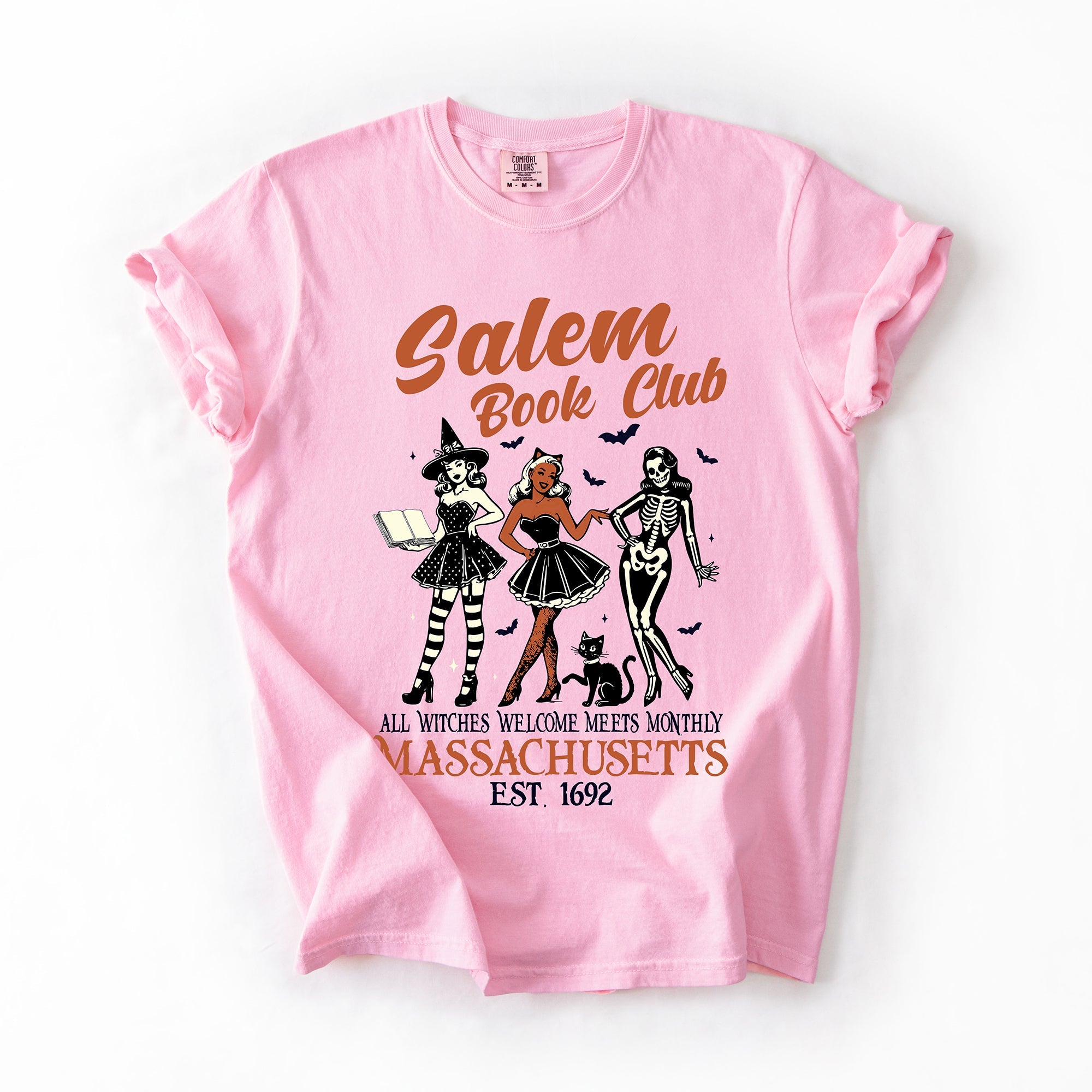 Salem Book Club Est 1692 Retro Vintage Halloween Reading Books Comfort Colors Tee
