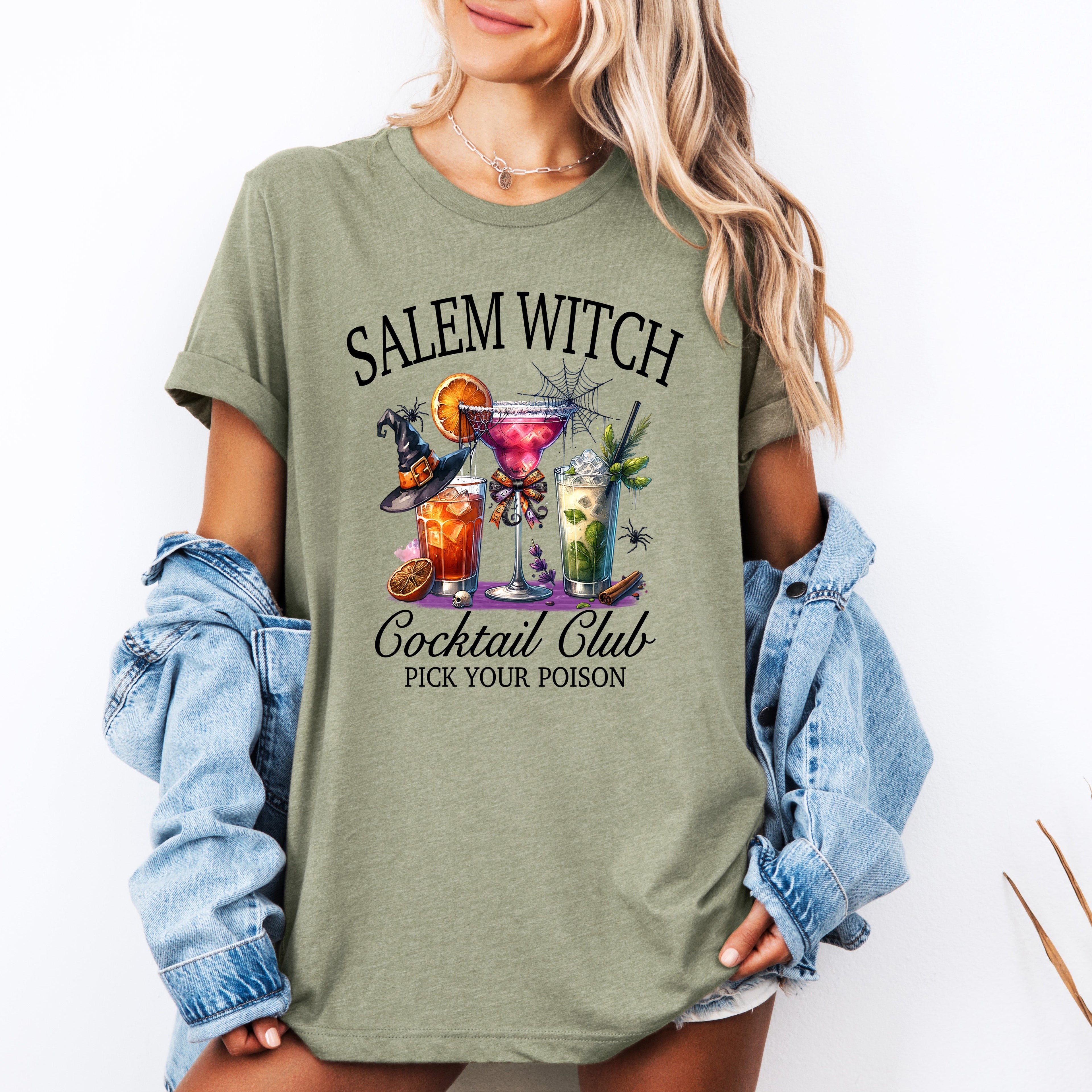 Salem Witch Cocktail Club Graphic Tee For Halloween Parties And Cocktail Lovers Everywhere
