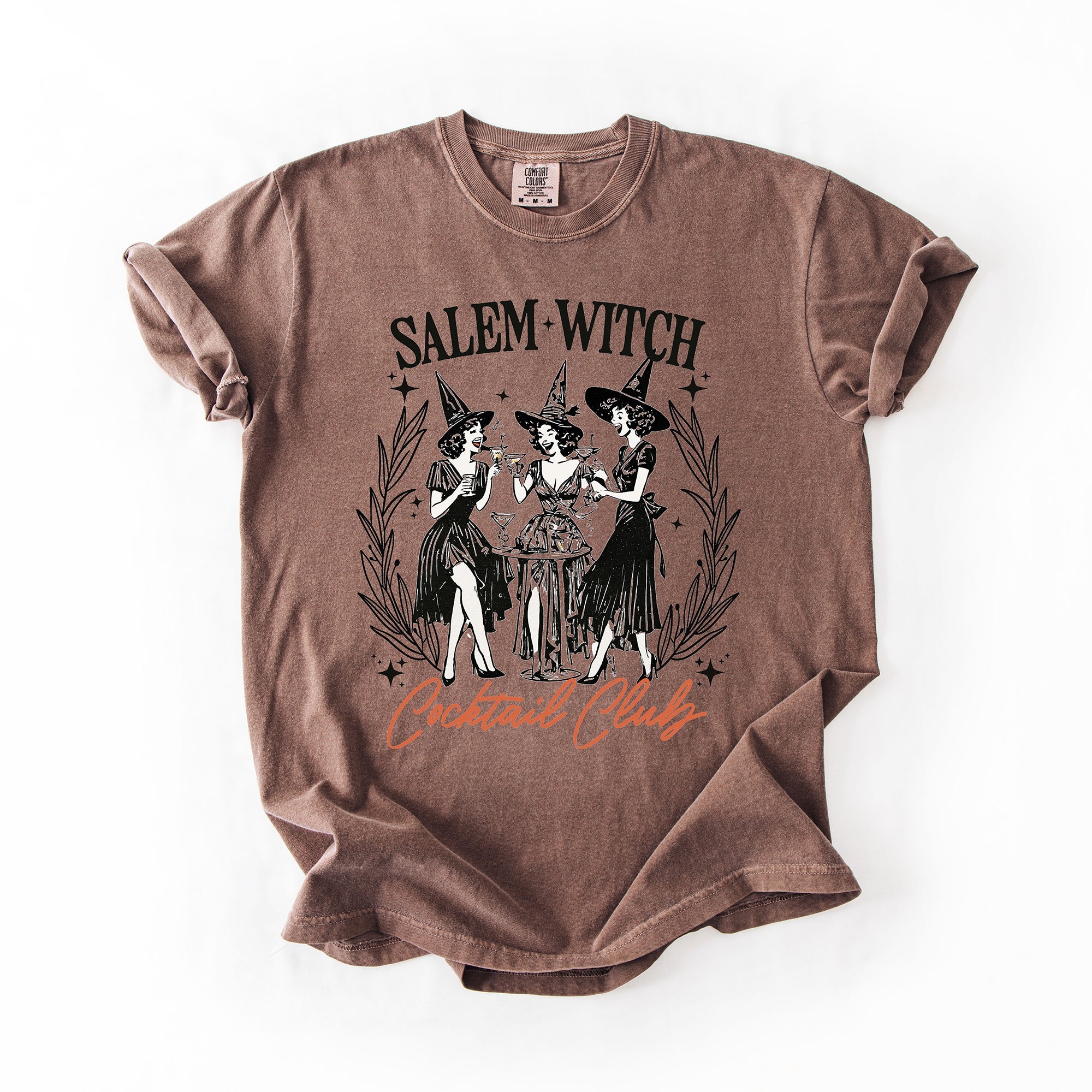 Salem Witch Cocktail Club All Hallows Eve Spooky Halloween Spirits Celebration Comfort Colors Tee