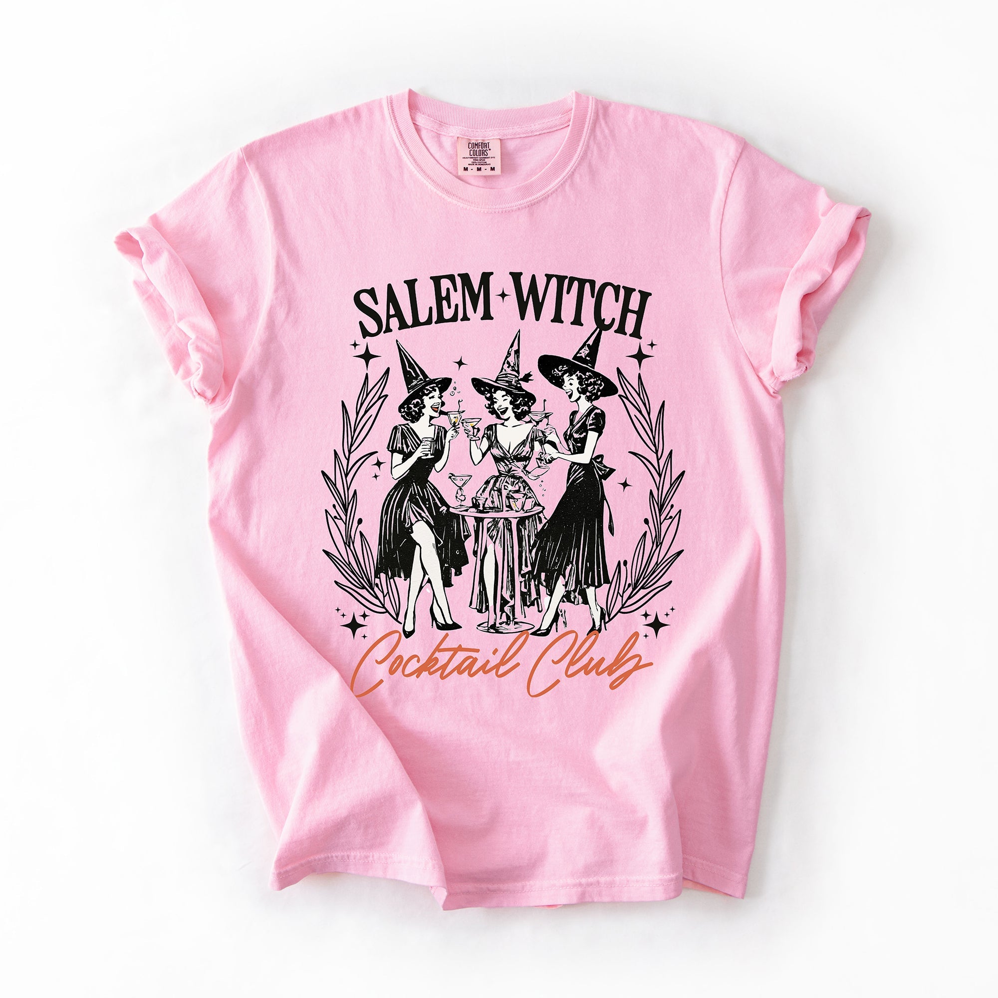 Salem Witch Cocktail Club All Hallows Eve Spooky Halloween Spirits Celebration Comfort Colors Tee