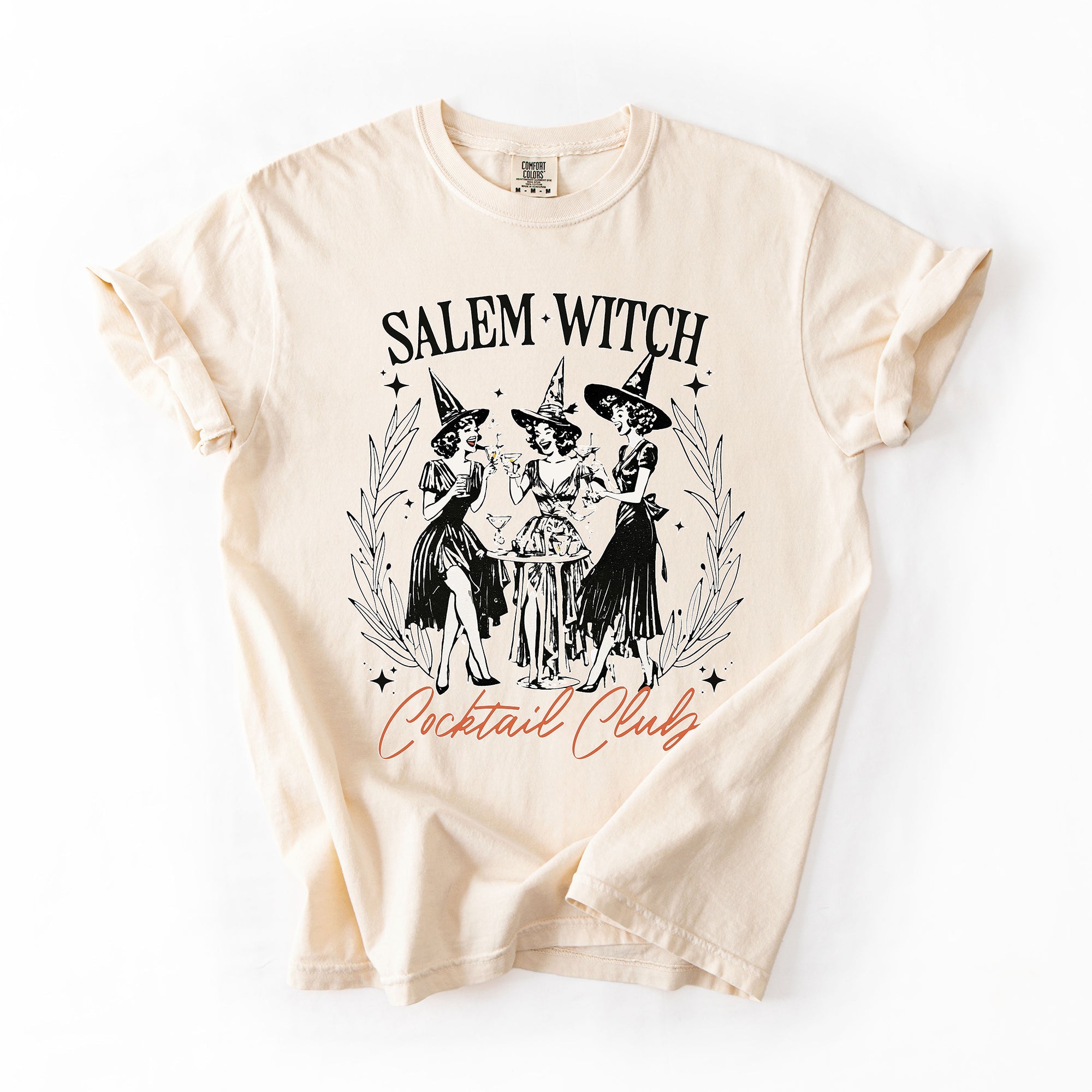 Salem Witch Cocktail Club All Hallows Eve Spooky Halloween Spirits Celebration Comfort Colors Tee