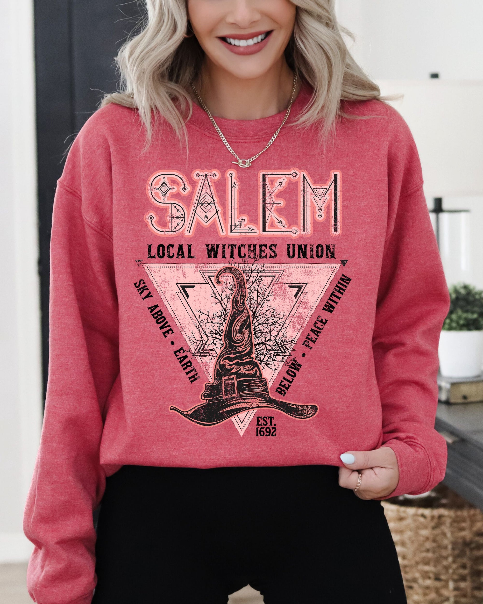 Salem Witches Union 1692 Halloween Sky Above Earth Below Peace Within Local Witch Union Sweatshirt
