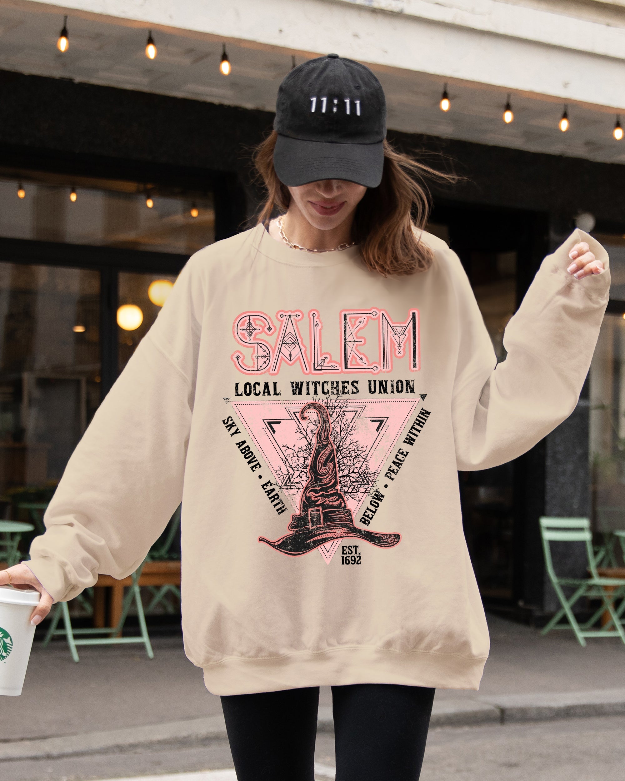 Salem Witches Union 1692 Halloween Sky Above Earth Below Peace Within Local Witch Union Sweatshirt