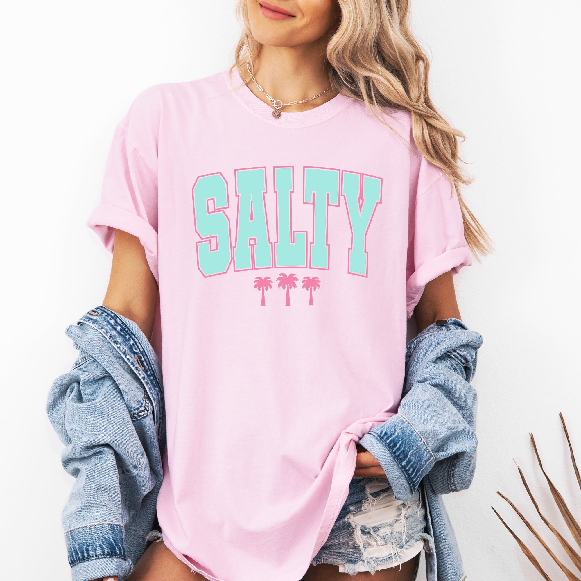 Salty Palm Trees Retro Varsity Summer Beach Vibe Edition Vintage Sunset Comfort Colors Tee