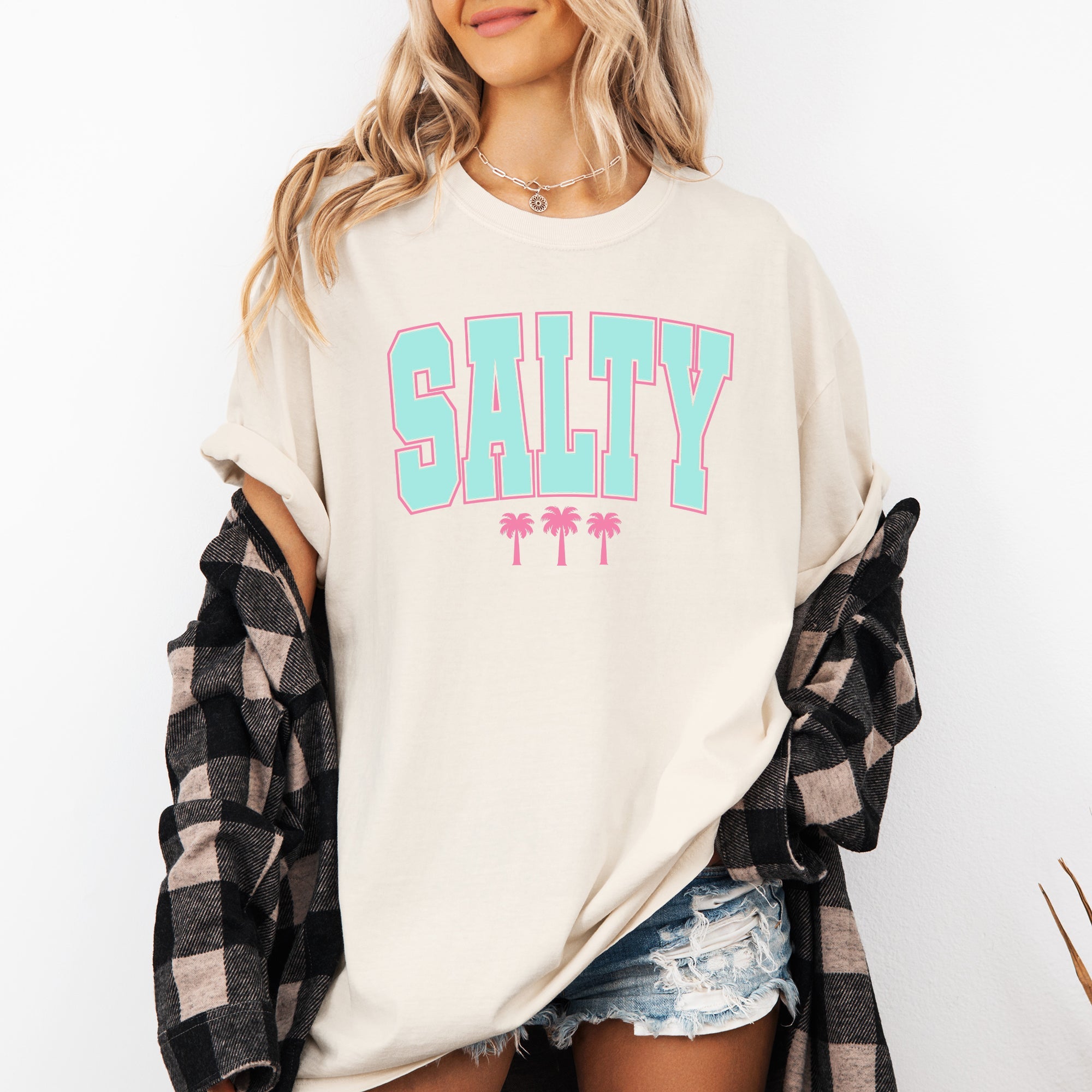 Salty Palm Trees Retro Varsity Summer Beach Vibe Edition Vintage Sunset Comfort Colors Tee