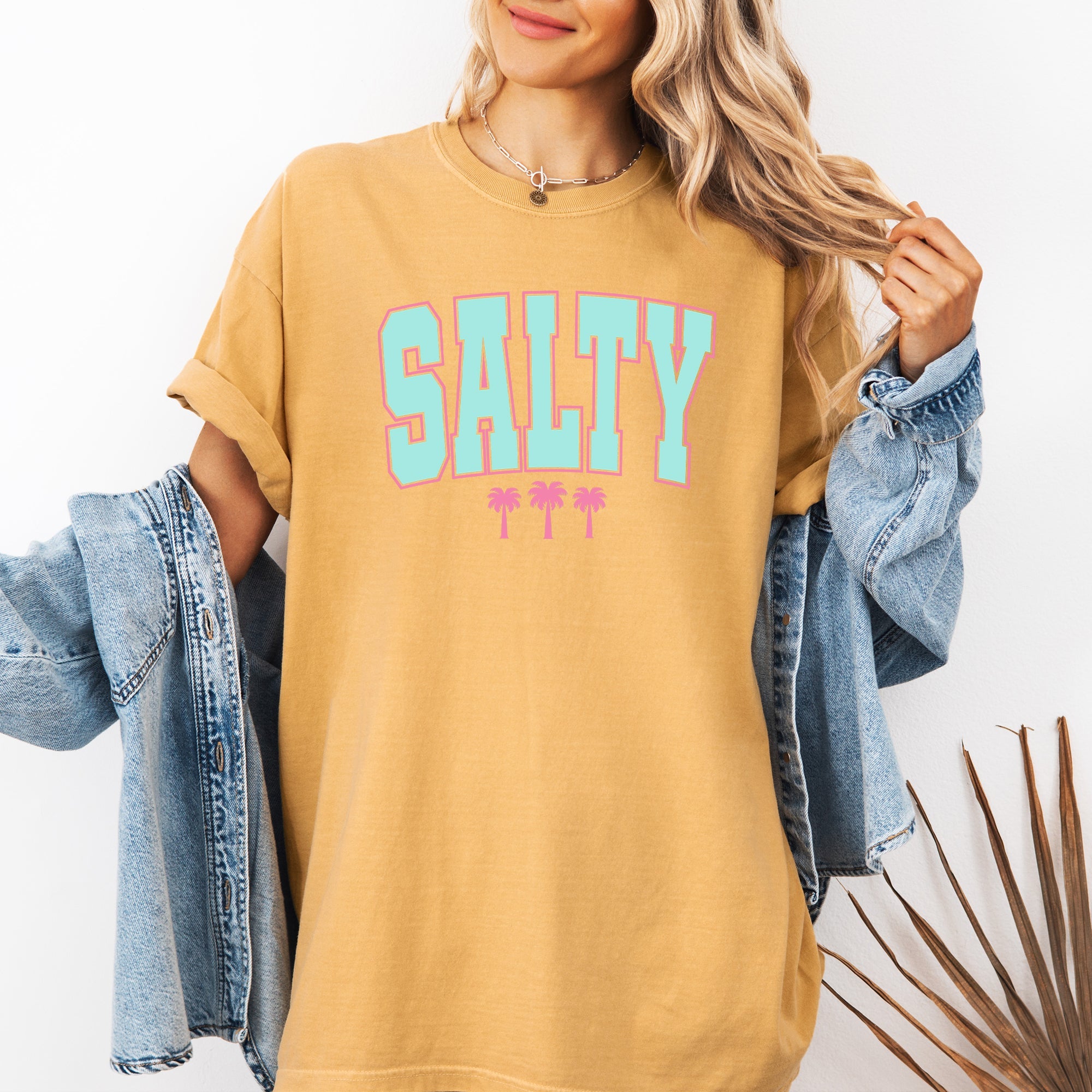 Salty Palm Trees Retro Varsity Summer Beach Vibe Edition Vintage Sunset Comfort Colors Tee