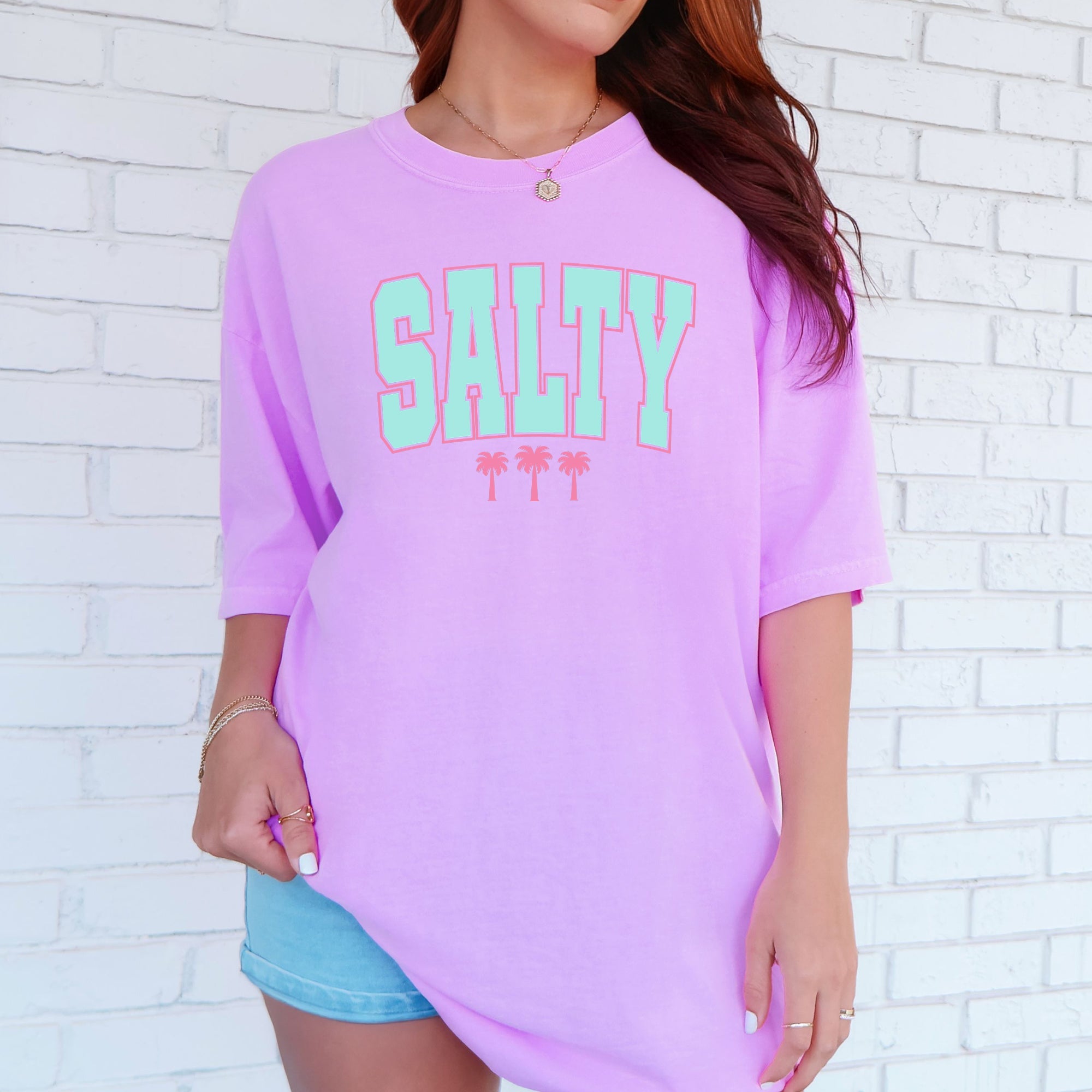 Salty Palm Trees Retro Varsity Summer Beach Vibe Edition Vintage Sunset Comfort Colors Tee