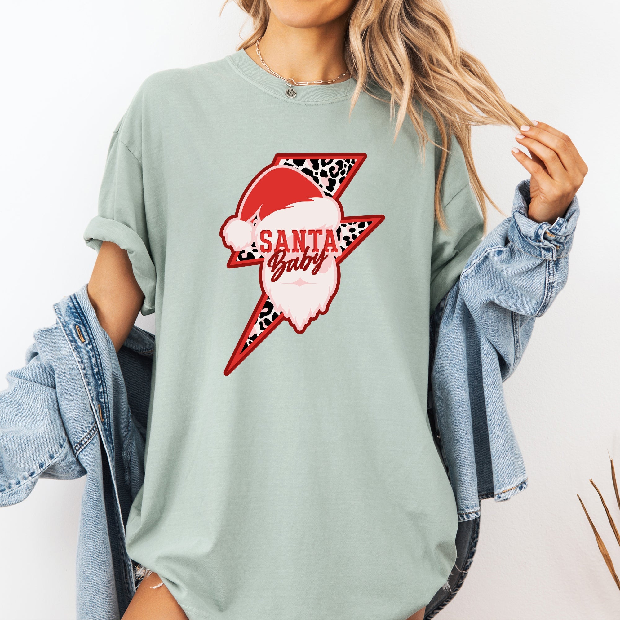 Santa Baby Lightning Bolt Christmas Retro Rock And Roll Vintage Holiday Vibe Comfort Colors Tee