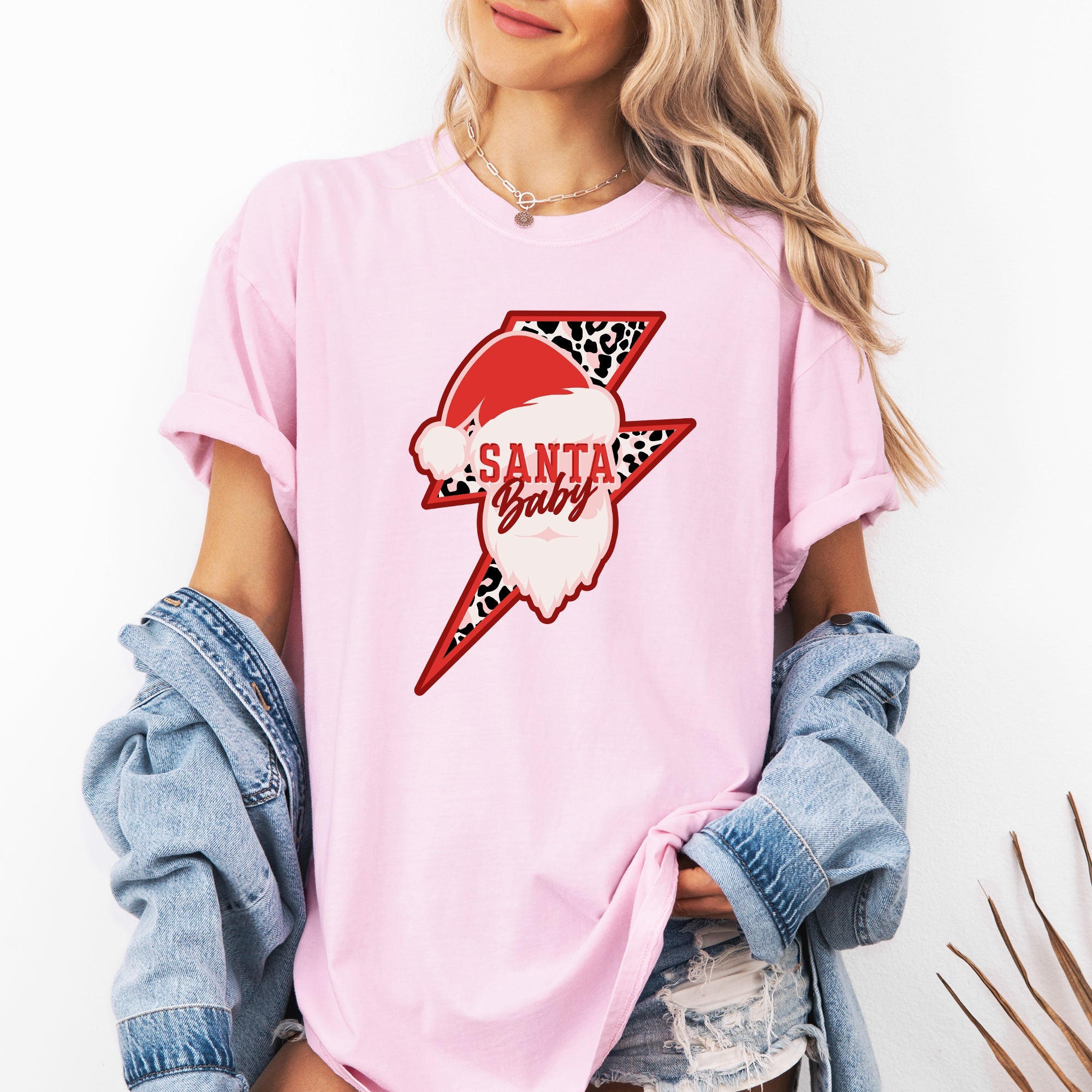 Santa Baby Lightning Bolt Christmas Retro Rock And Roll Vintage Holiday Vibe Comfort Colors Tee