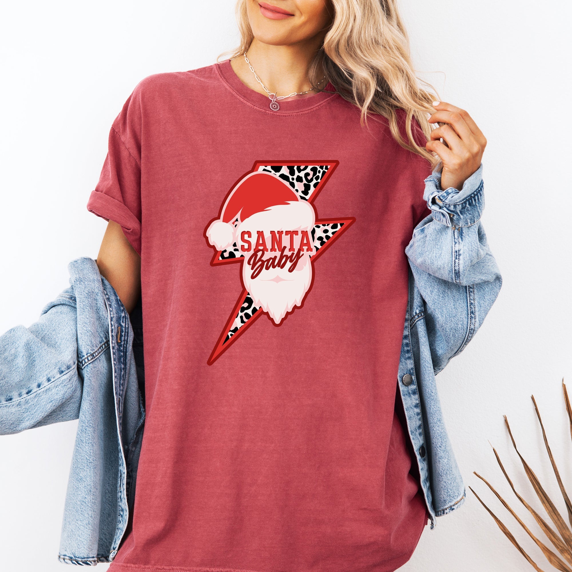Santa Baby Lightning Bolt Christmas Retro Rock And Roll Vintage Holiday Vibe Comfort Colors Tee