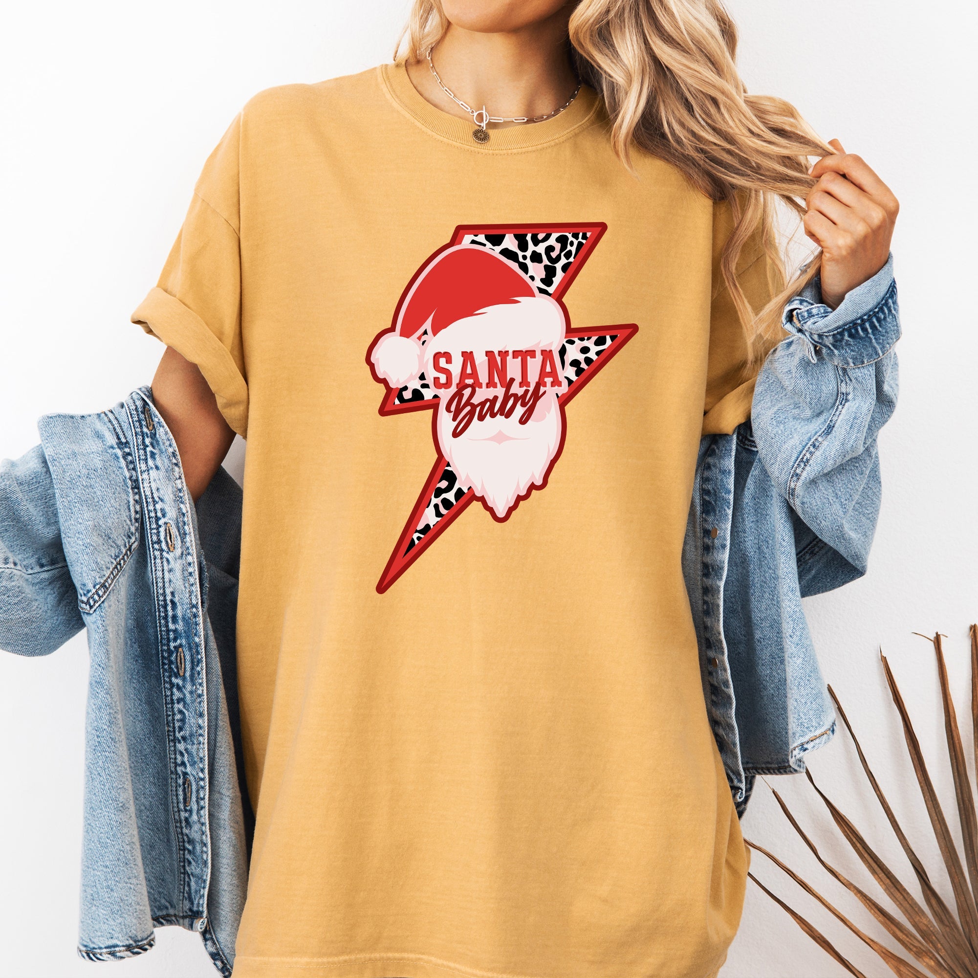 Santa Baby Lightning Bolt Christmas Retro Rock And Roll Vintage Holiday Vibe Comfort Colors Tee