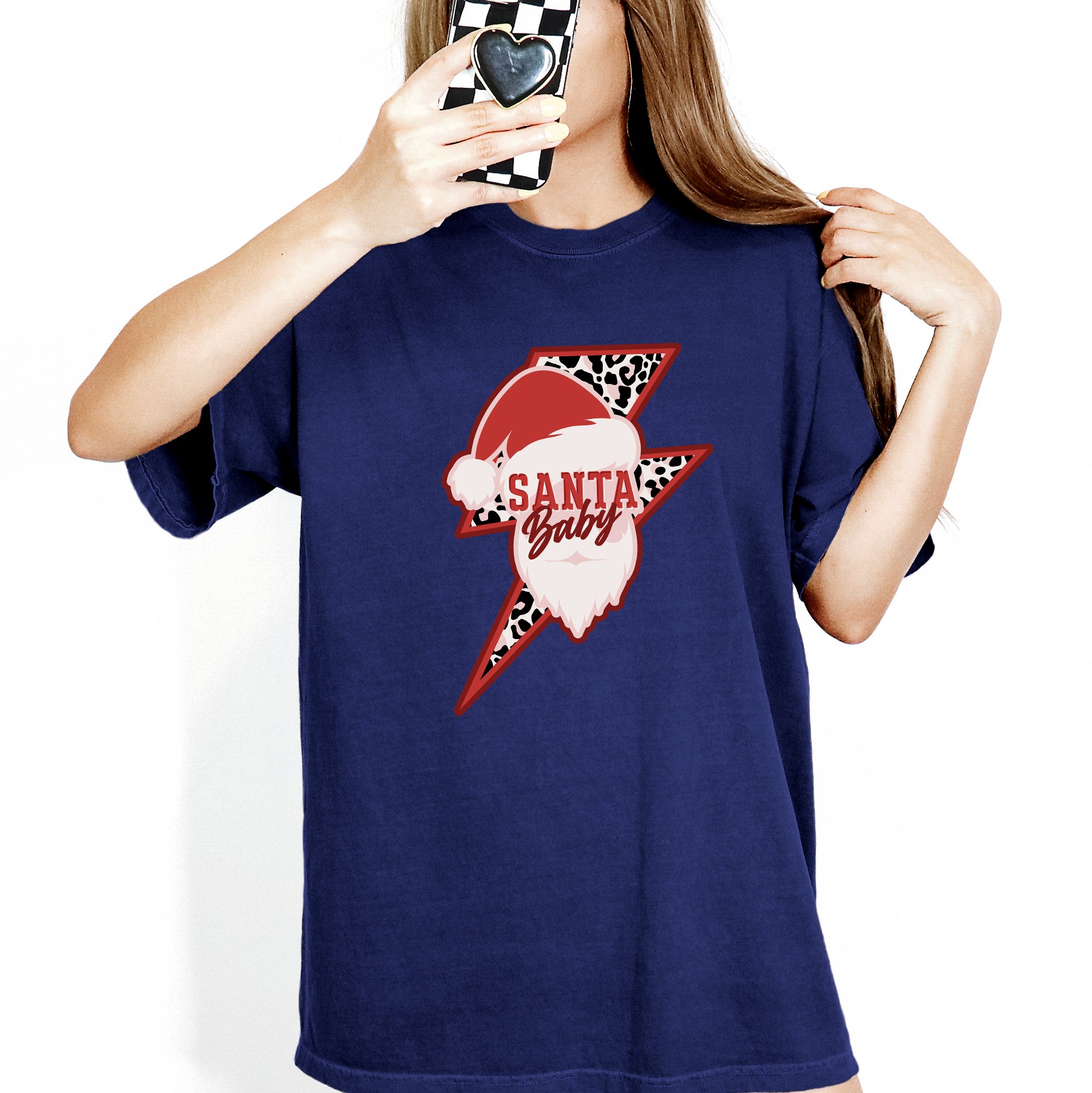 Santa Baby Lightning Bolt Christmas Retro Rock And Roll Vintage Holiday Vibe Comfort Colors Tee