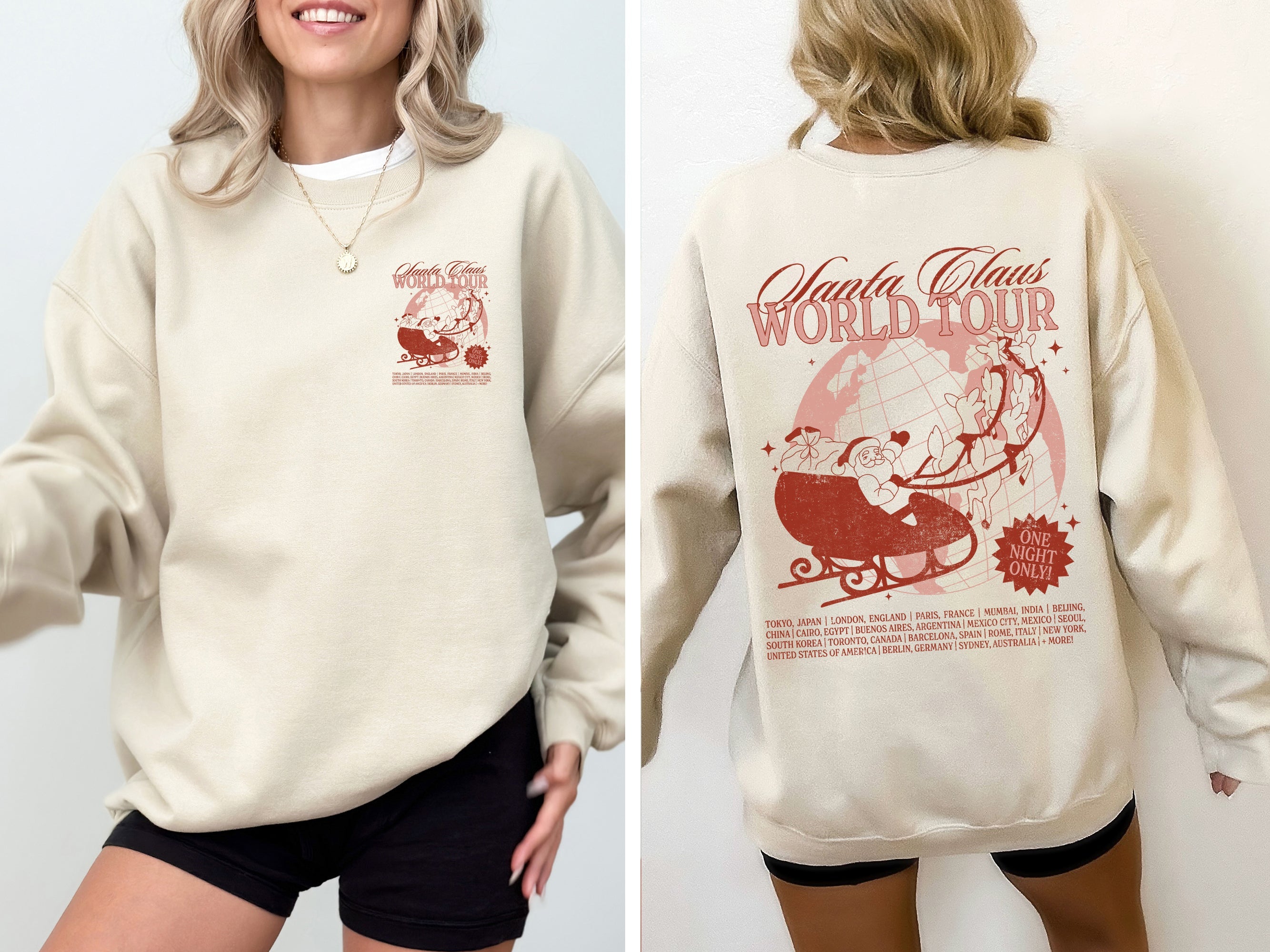 Santa Claus World Tour Christmas Sleigh Reindeer Magic Winter Holiday Tour Edition Sweatshirt
