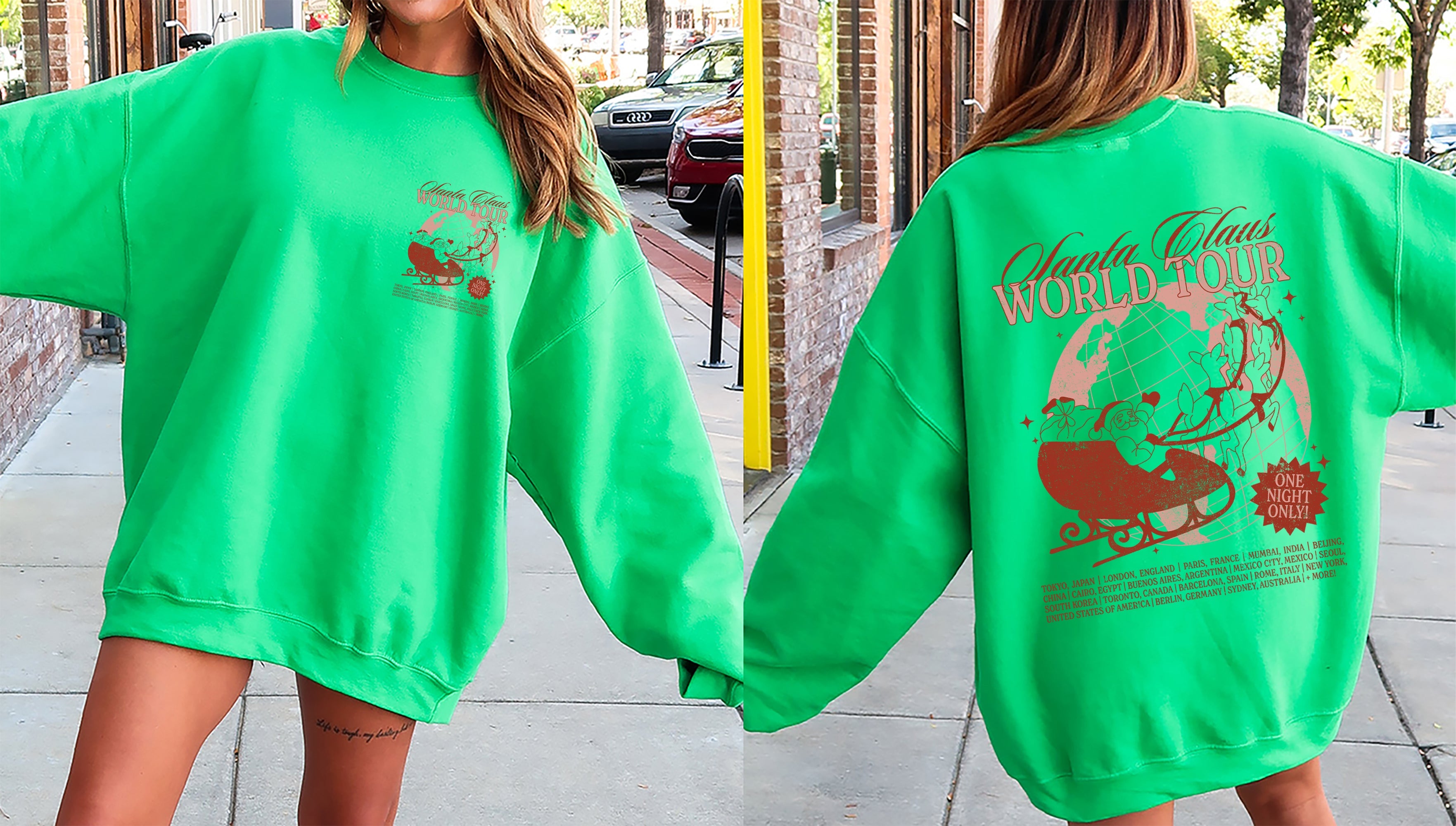 Santa Claus World Tour Christmas Sleigh Reindeer Magic Winter Holiday Tour Edition Sweatshirt