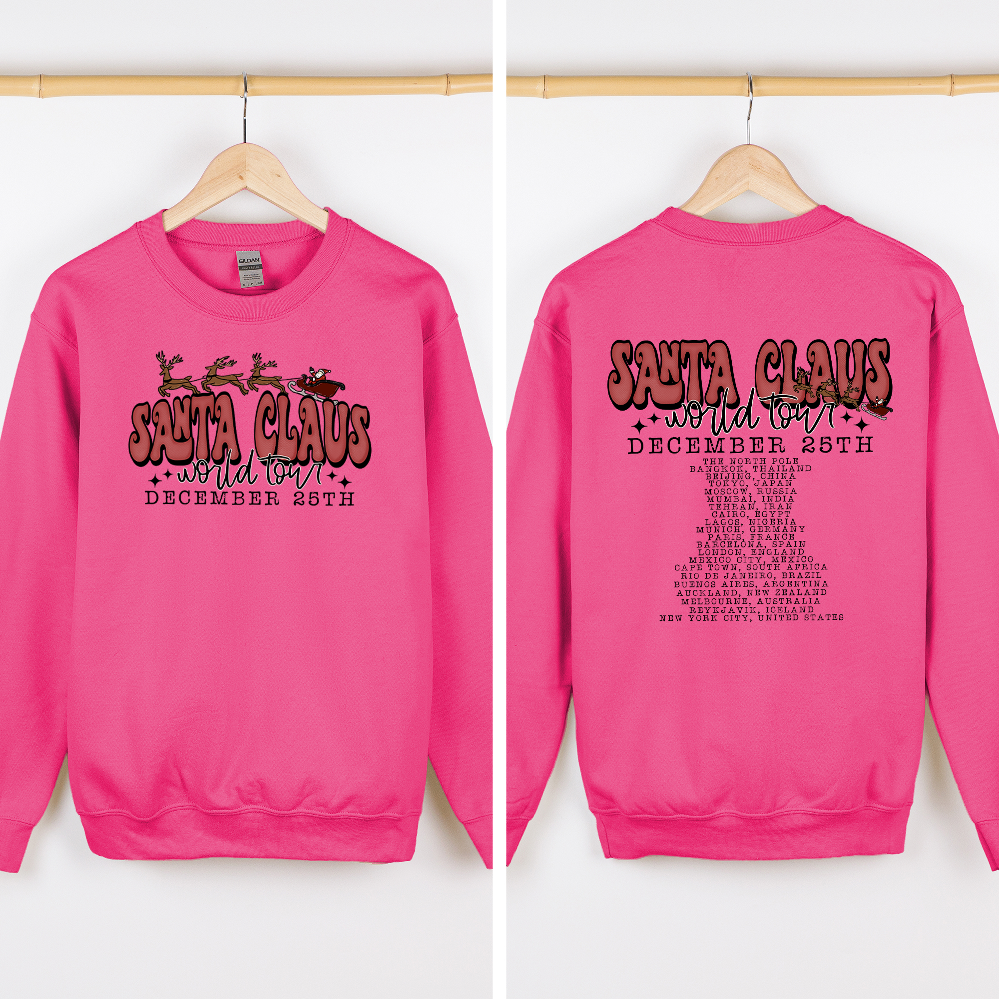Santa Claus World Tour The North Pole December Christmas Retro Band Graphic Sweatshirt