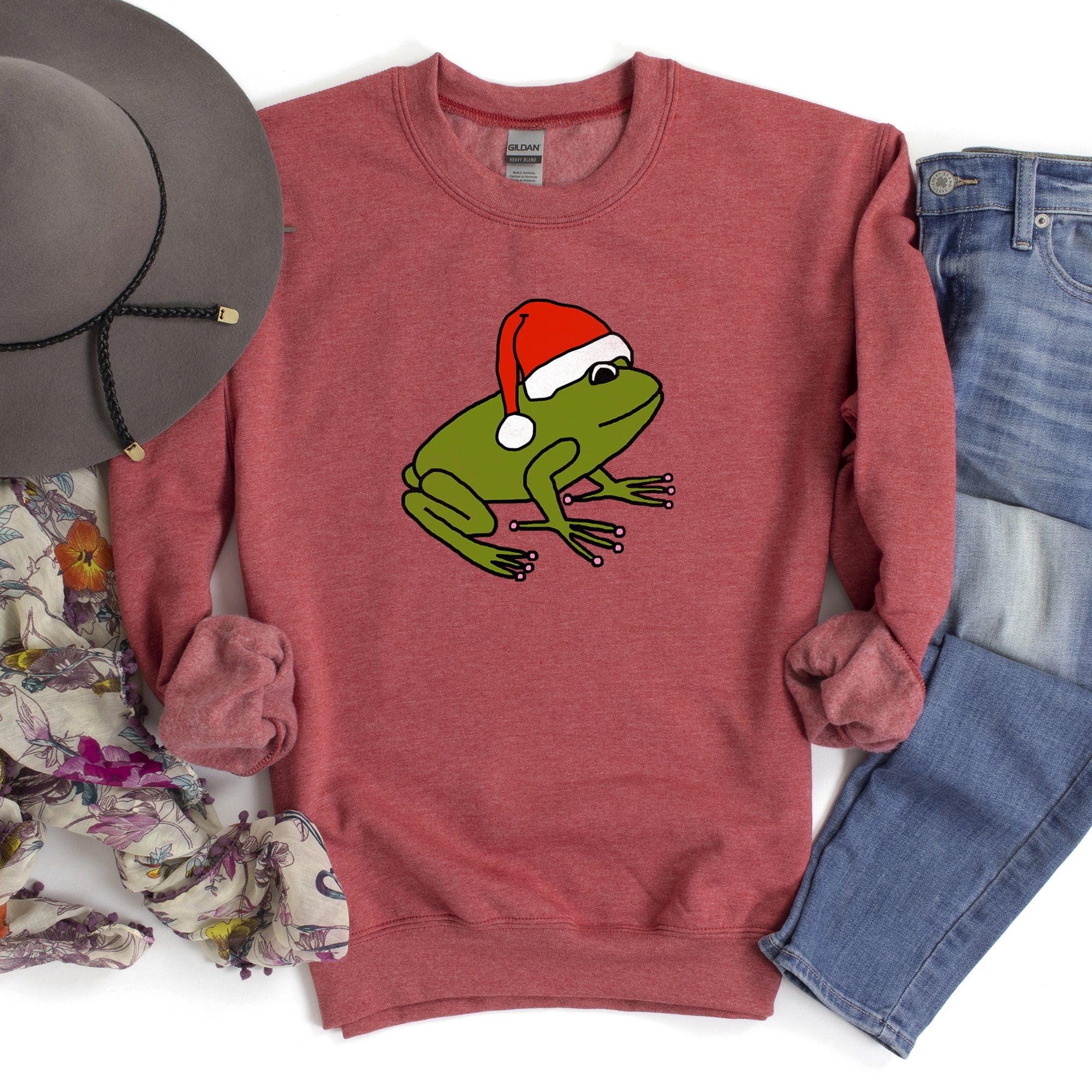 Santa Frog Christmas Retro Toad Vintage Cartoon Illustration Festive Holiday Cozy Sweatshirt