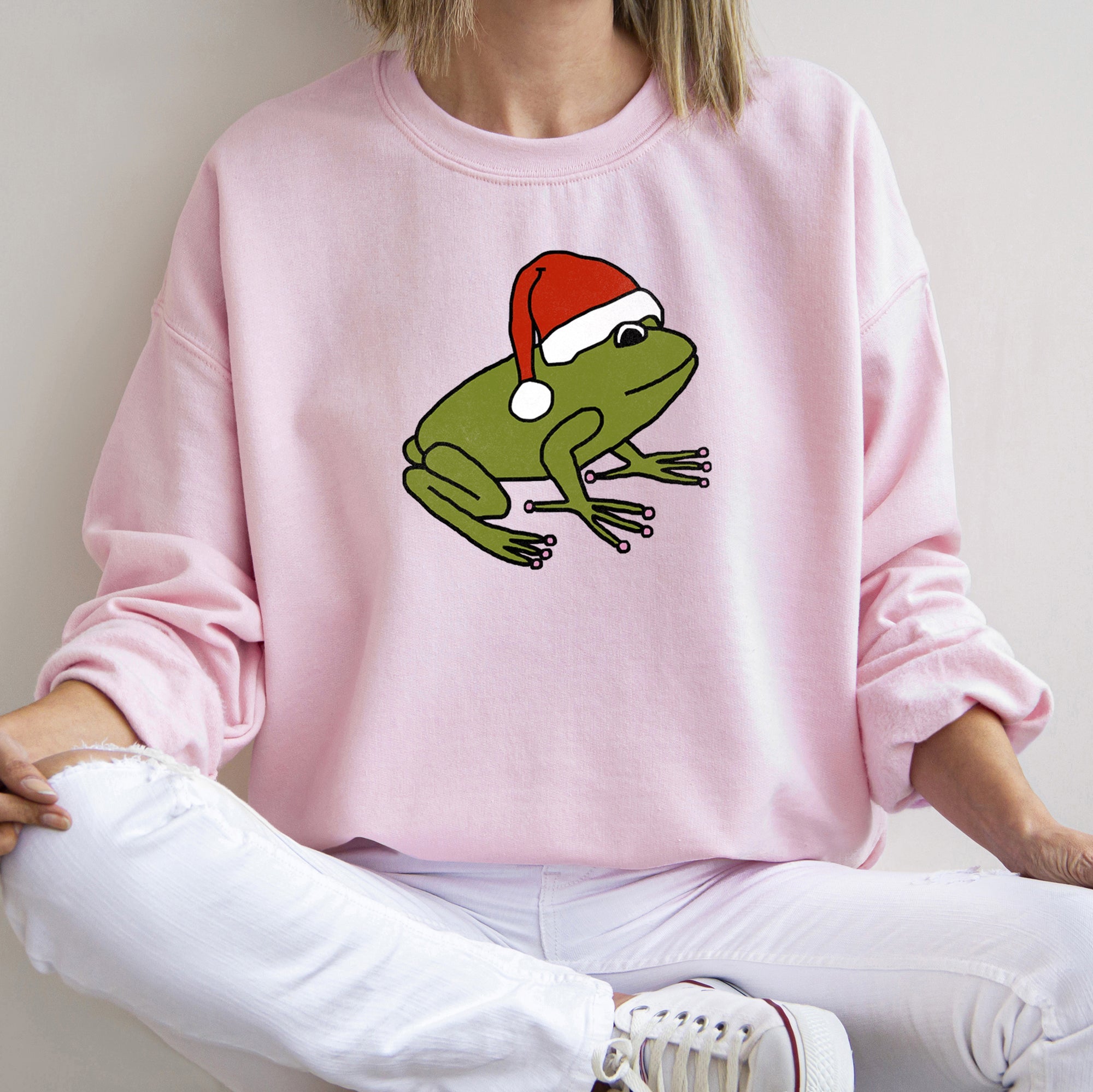 Santa Frog Christmas Retro Toad Vintage Cartoon Illustration Festive Holiday Cozy Sweatshirt