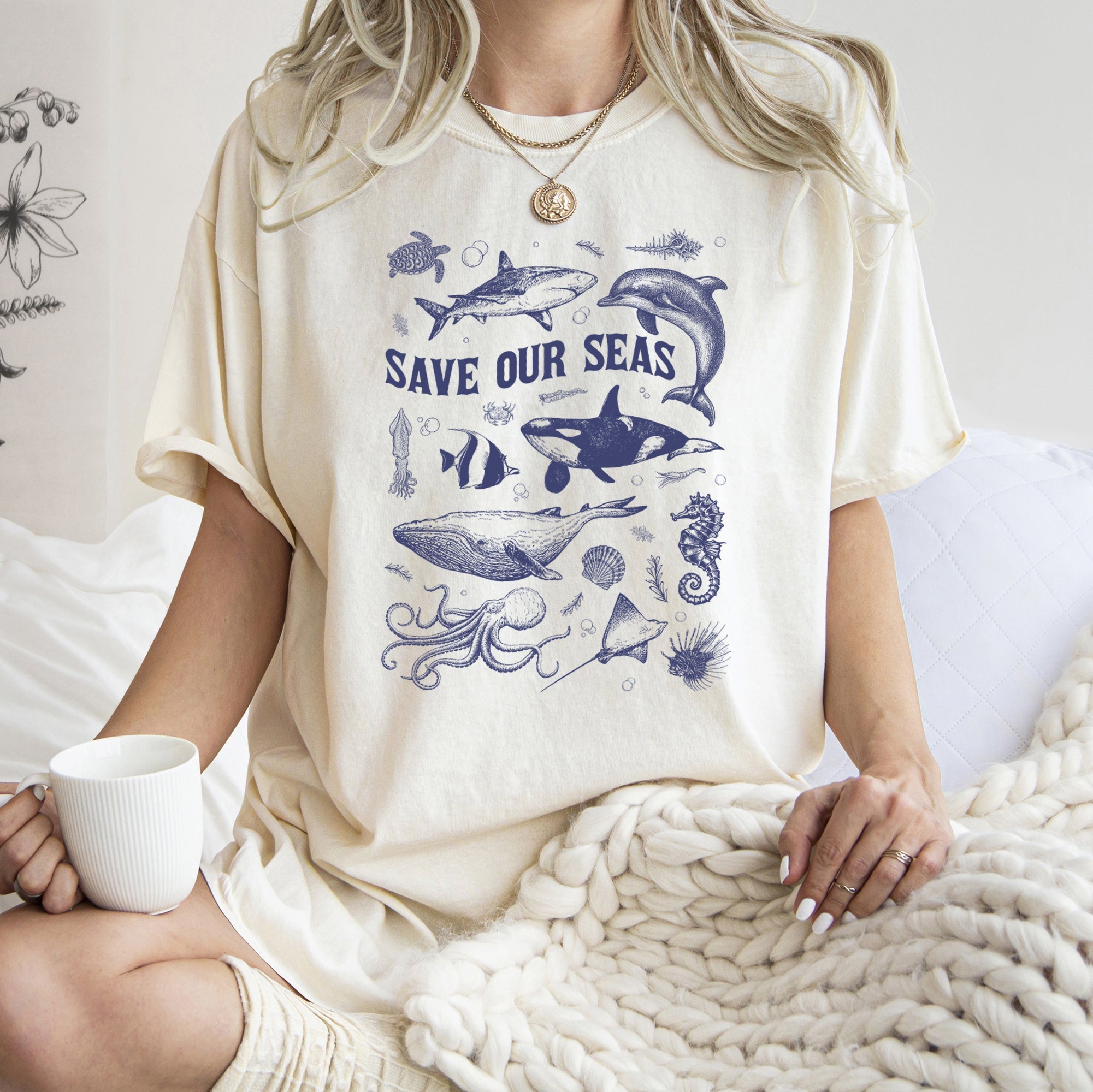 Save Our Seas Ocean Life Awareness Vintage Campaign Limited Edition Comfort Colors Tee