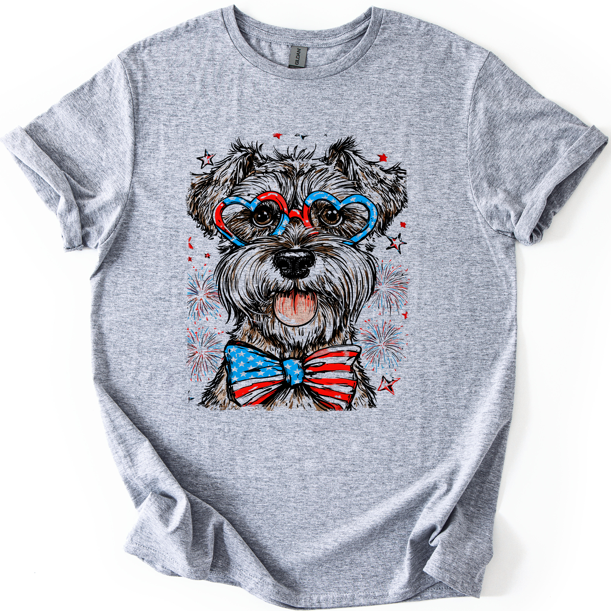Schnauzer Patriotic Dog USA Pride Fourth Of July Stars And Stripes Edition Graphic Tee