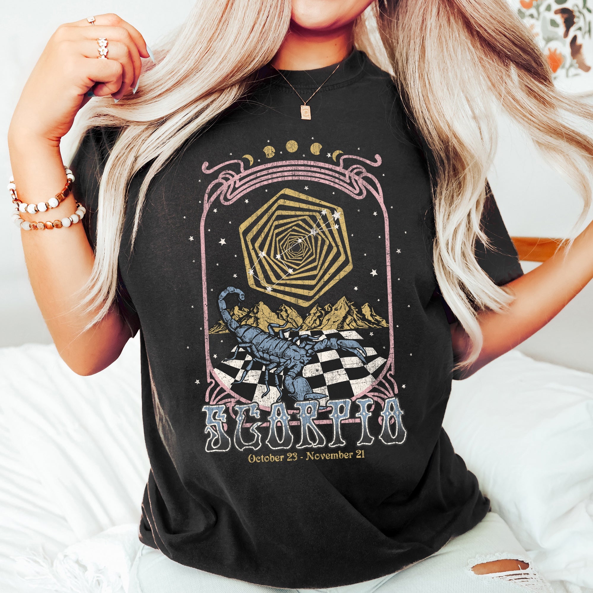 Scorpio Zodiac Horoscope Astrology Vintage Celestial Signs Collection Edition Comfort Colors Tee