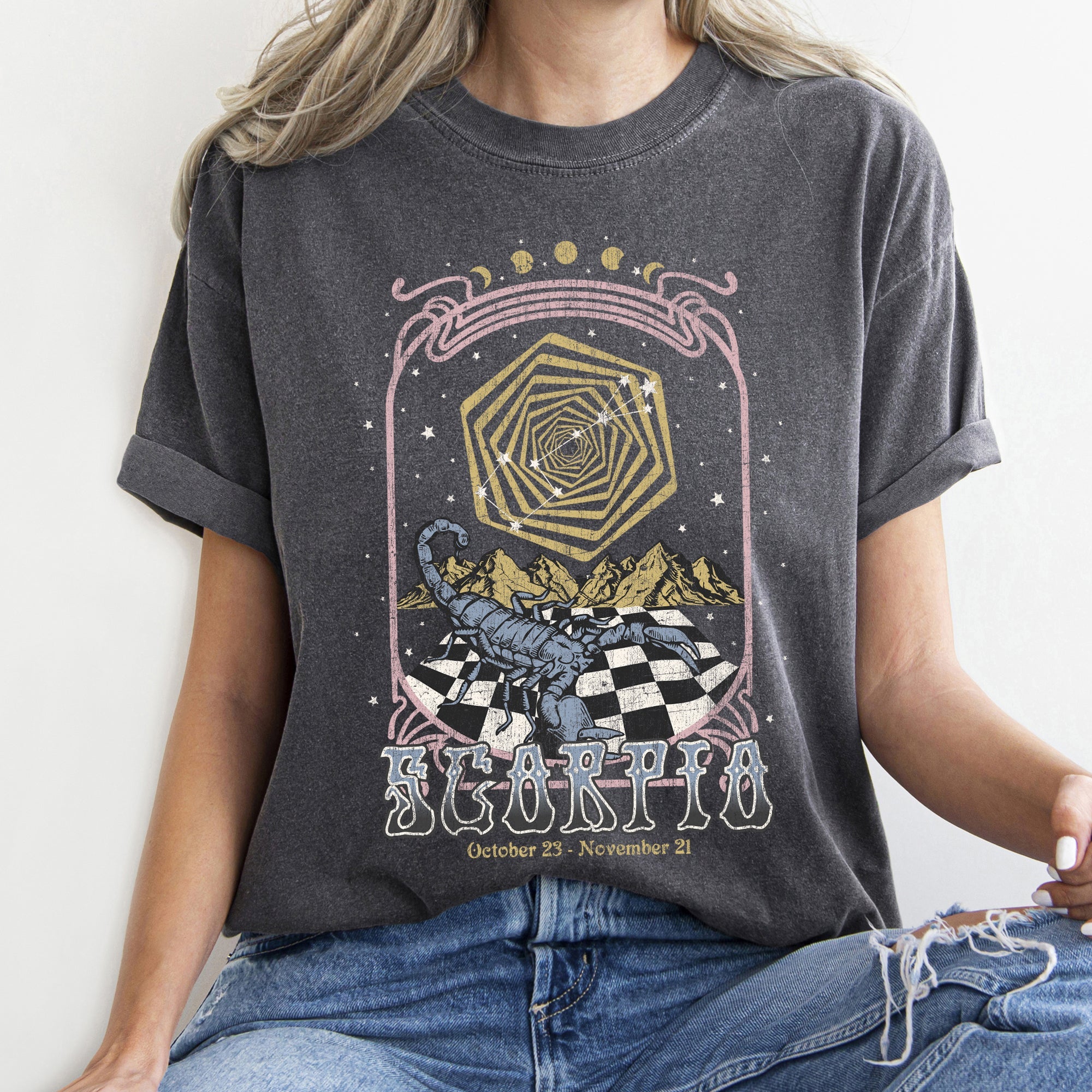 Scorpio Zodiac Horoscope Astrology Vintage Celestial Signs Collection Edition Comfort Colors Tee