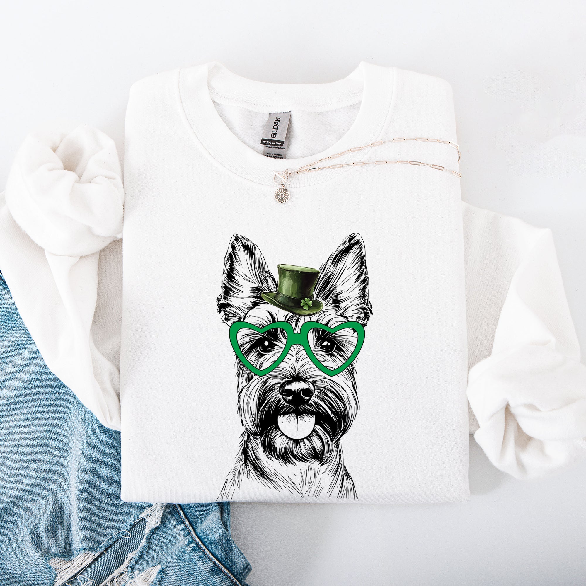 Scottish Terrier Scotty Adorable Dog Celebrating St Patrick's Day With Irish Luck And Happy Paws Sweatshirt