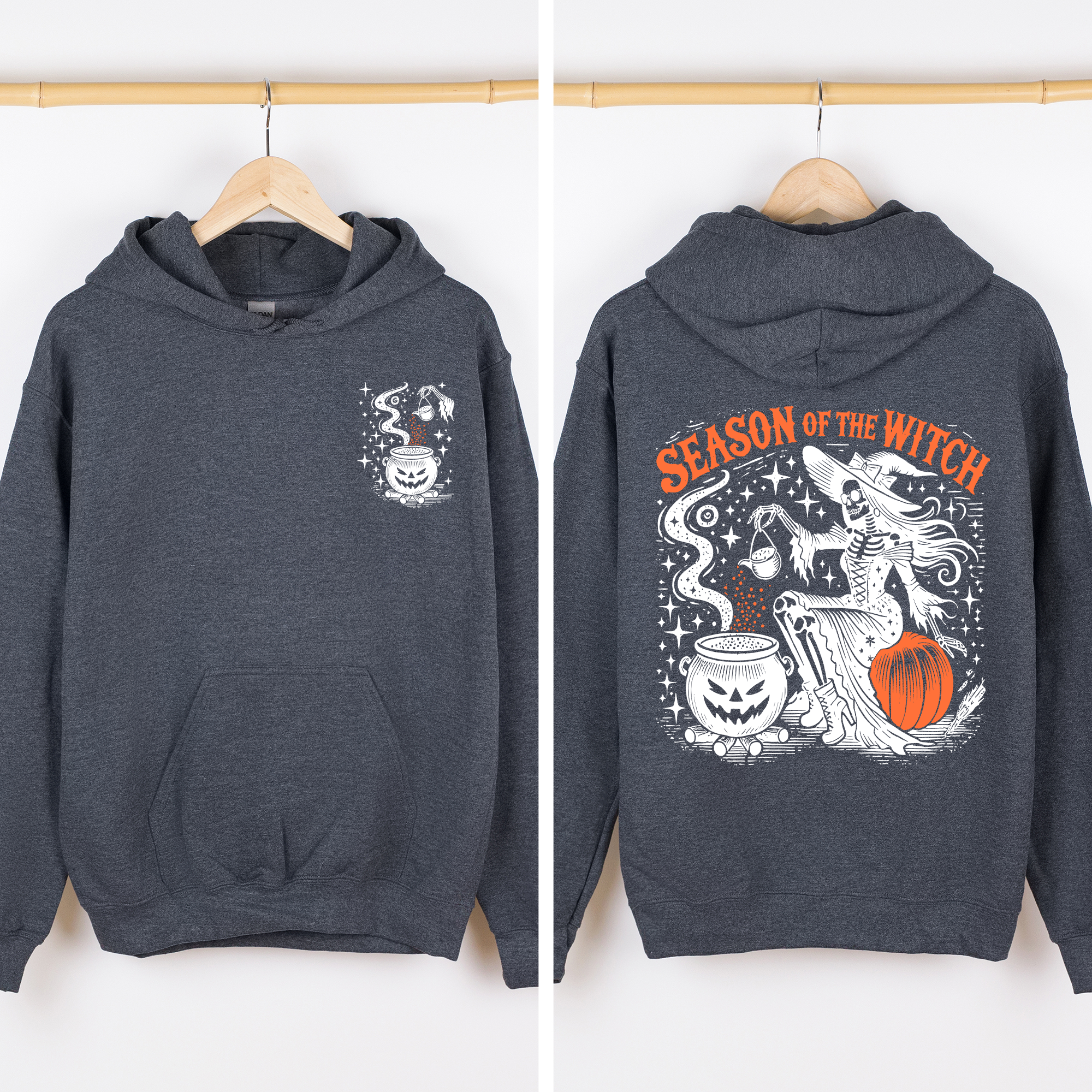 Season Of The Witch Halloween Front And Back Spooky Retro Ghost Monster Graphic Hoodie