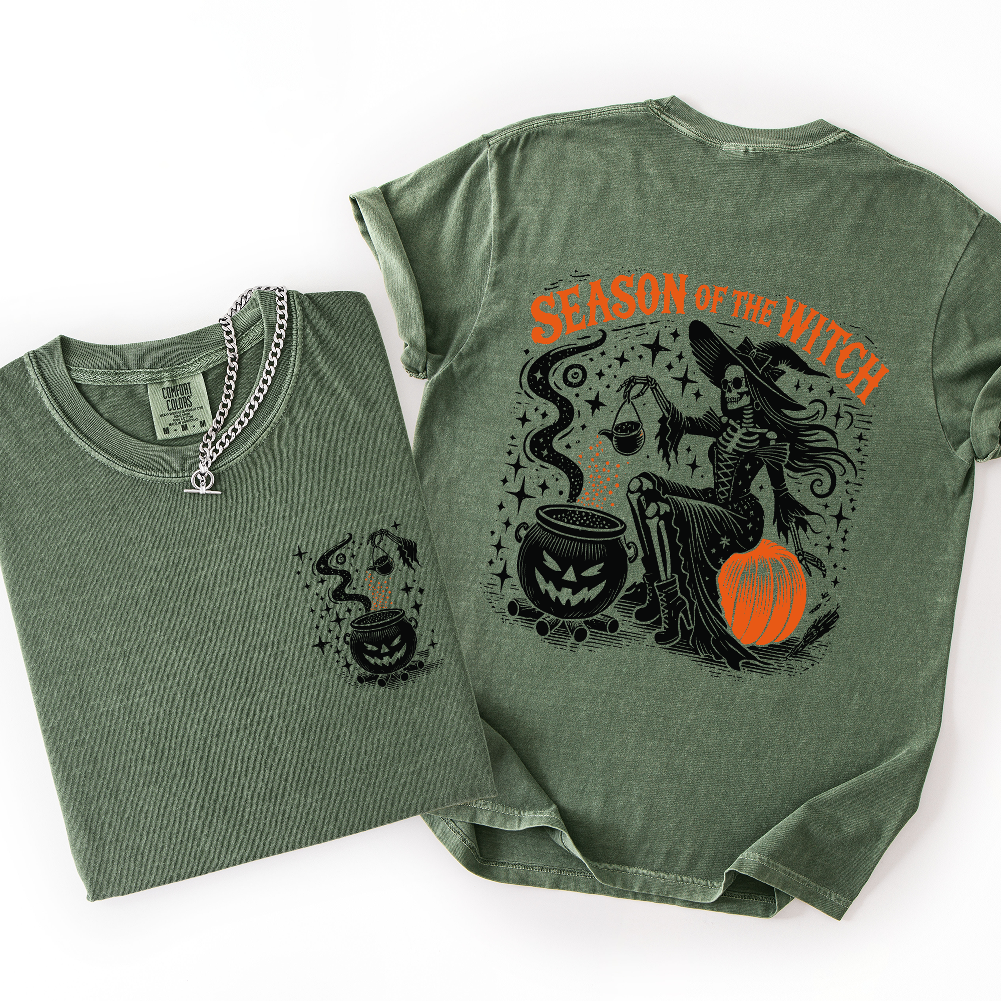 Season Of The Witch Halloween Front And Back Spooky Witching Hour Design For Halloween Season Comfort Colors Tee