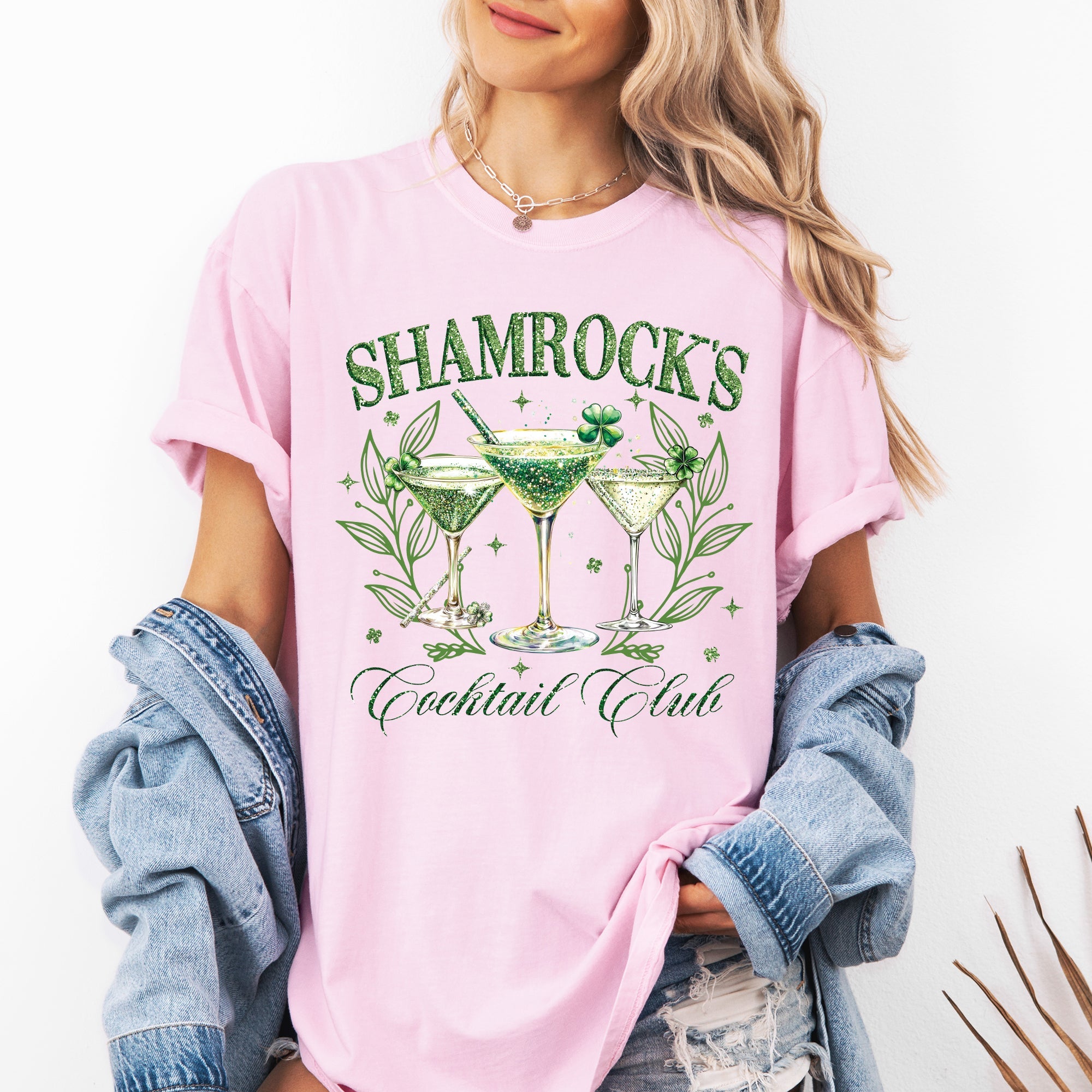 Shamrock's Cocktail Club St Patrick's Day Leprechaun Clover Vintage Edition Comfort Colors Tee