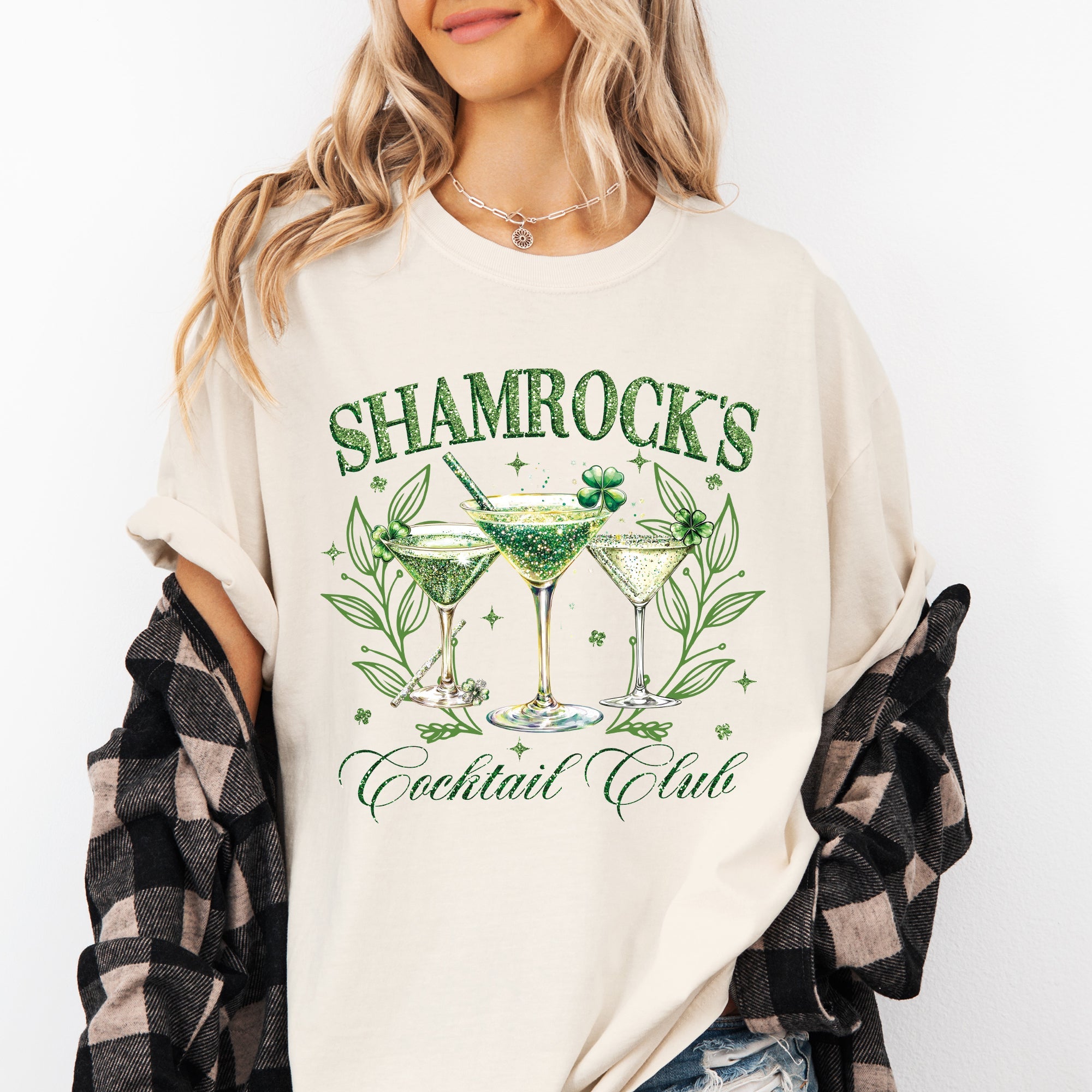 Shamrock's Cocktail Club St Patrick's Day Leprechaun Clover Vintage Edition Comfort Colors Tee