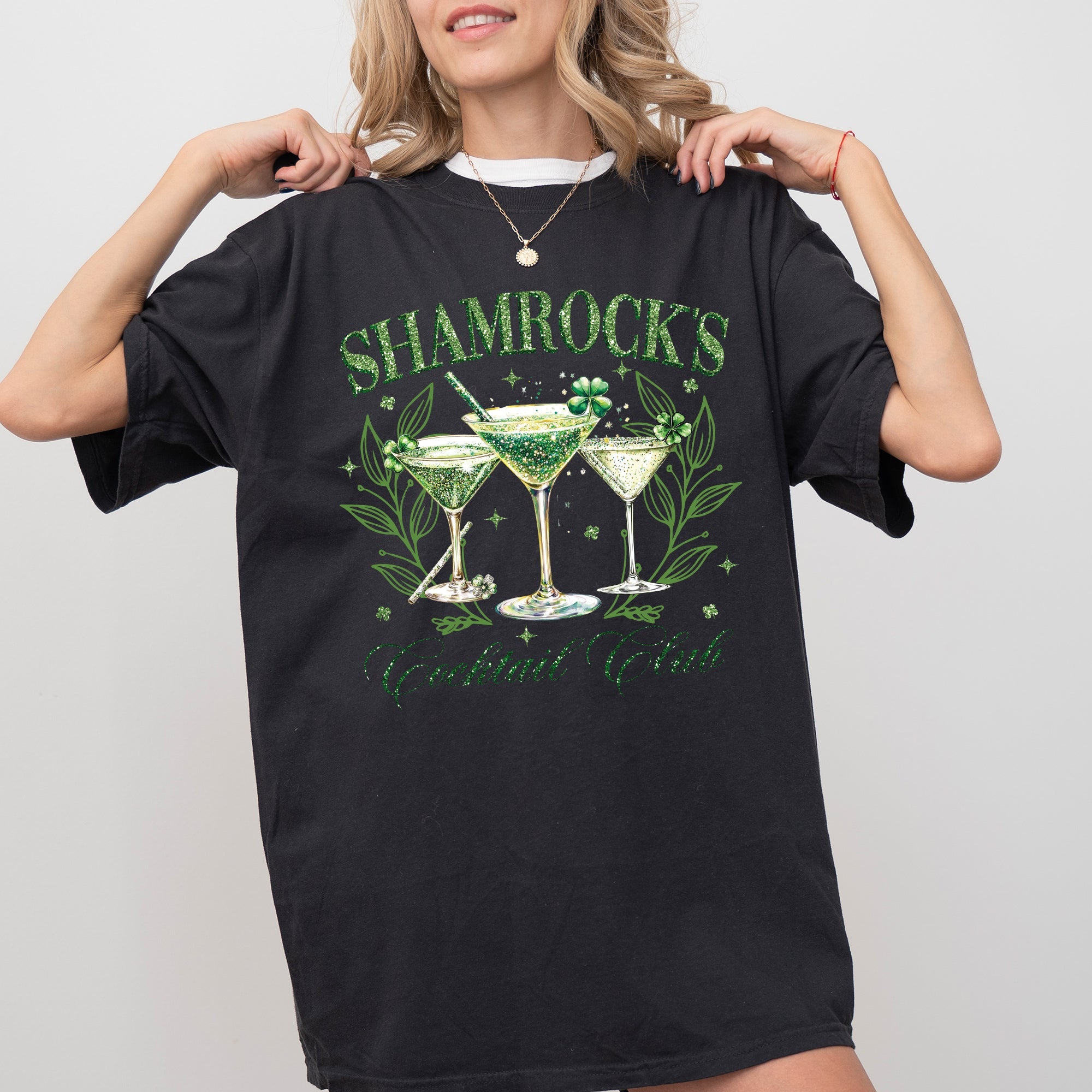Shamrock's Cocktail Club St Patrick's Day Leprechaun Clover Vintage Edition Comfort Colors Tee
