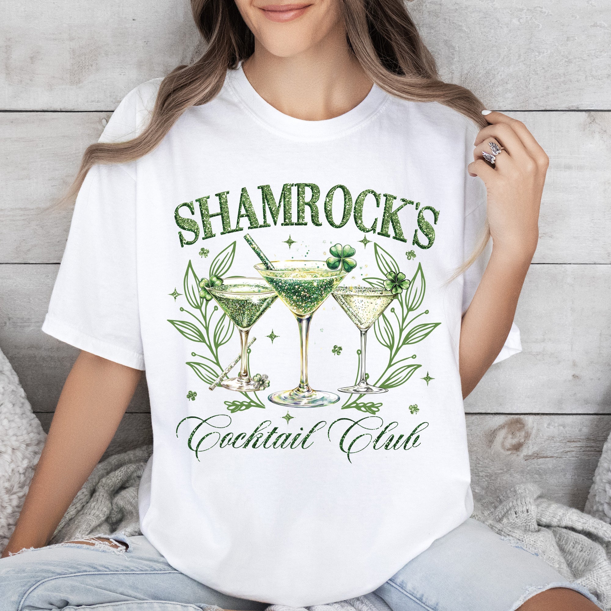 Shamrock's Cocktail Club St Patrick's Day Leprechaun Clover Vintage Edition Comfort Colors Tee