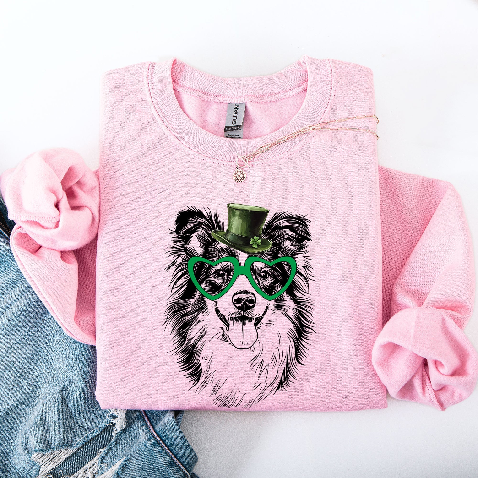 Sheltie Shetland Sheepdog Adorable Dog St Patrick's Day Lucky Irish Cozy Sweatshirt