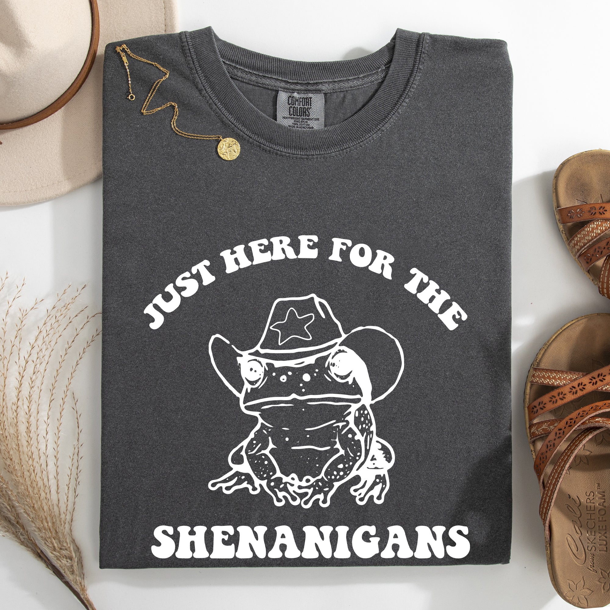 Shenanigans Frog Sheriff St Patrick's Day Shamrock Leprechaun Charm Comfort Colors Tee