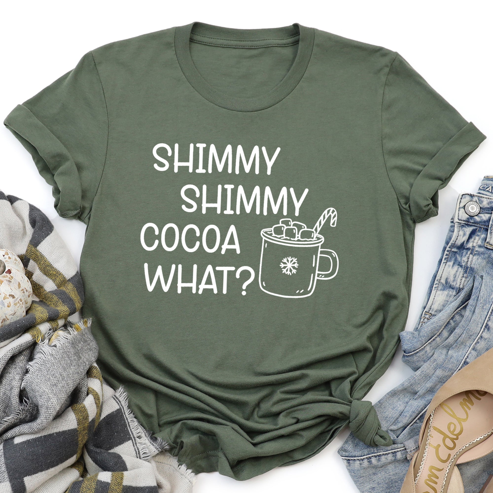 Shimmy Shimmy Hot Chocolate Winter Christmas Cozy Vintage Seasonal Holiday Graphic Tee