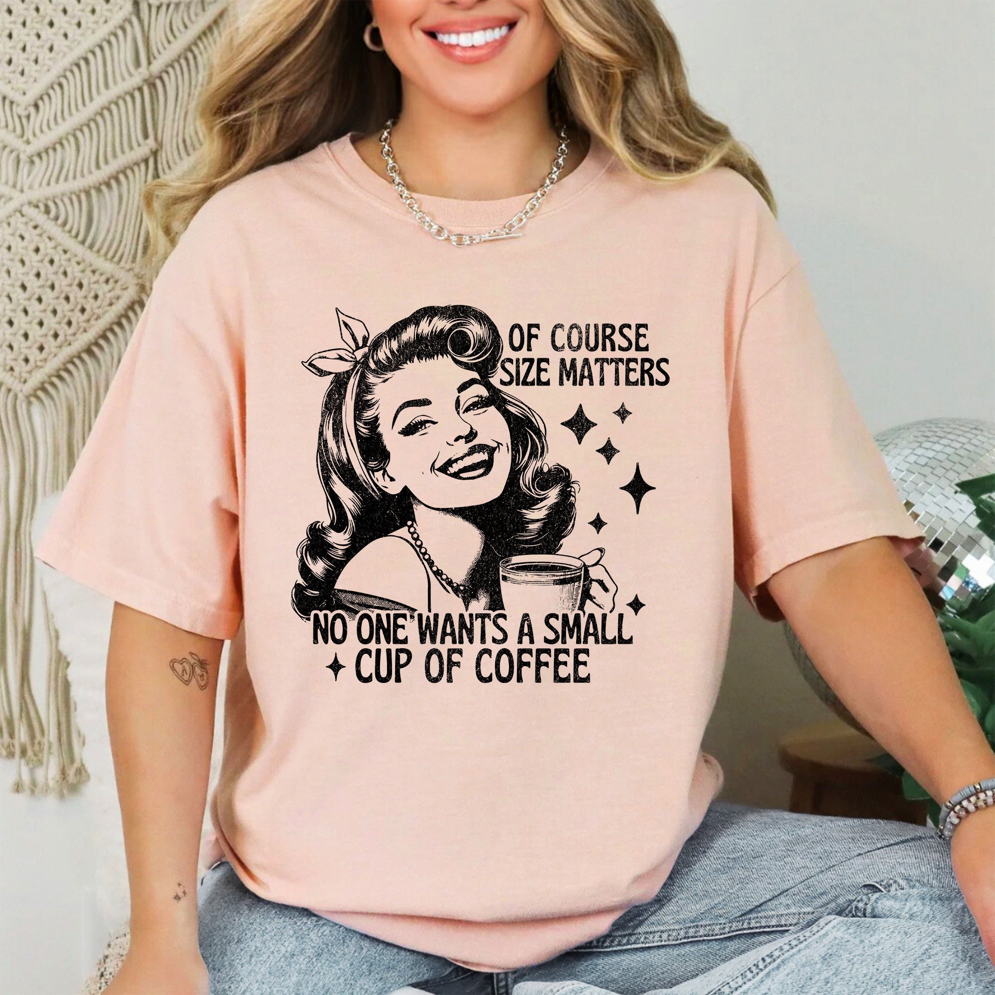 Size Matters Coffee Lover Sarcastic Rude Hilarious Bold Witty Comfort Colors Tee