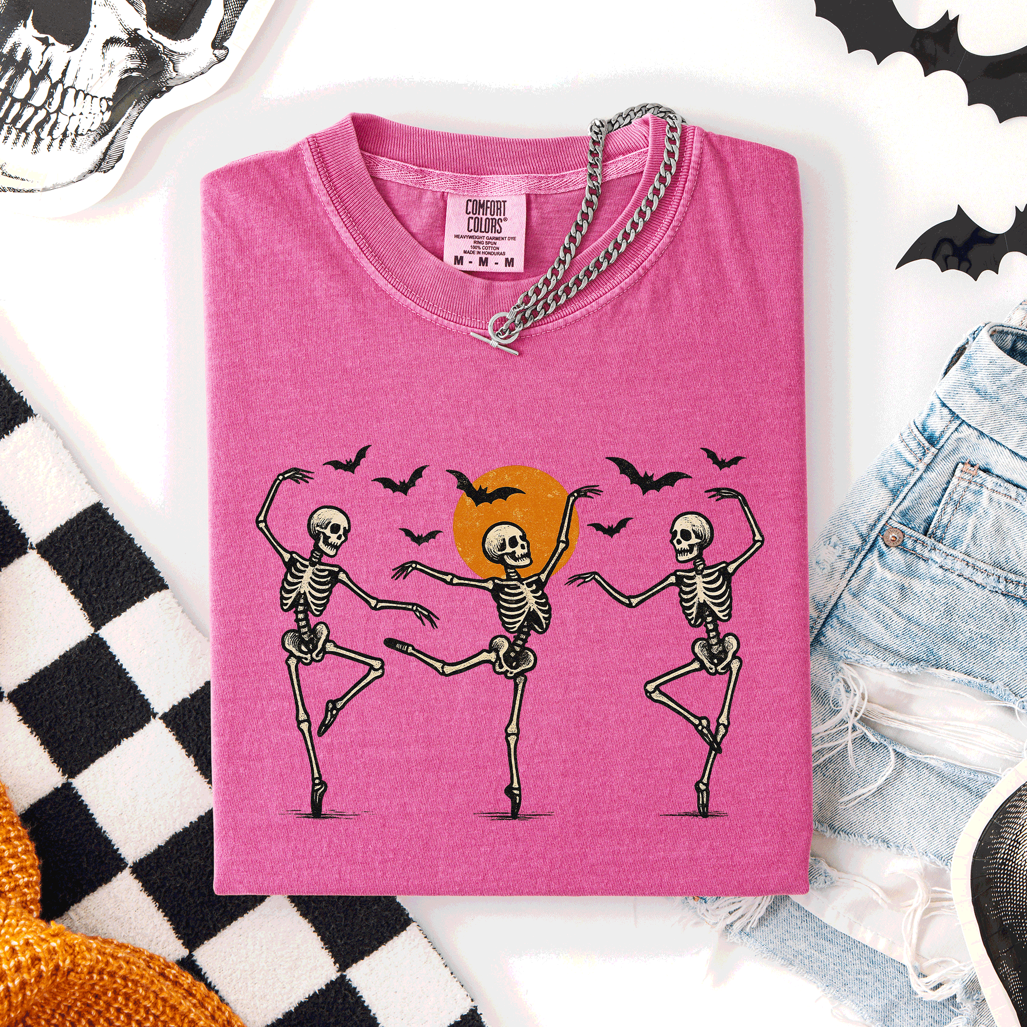 Skeleton Dancers Halloween Night Parade Of Spooky Silhouettes Comfort Colors Tee