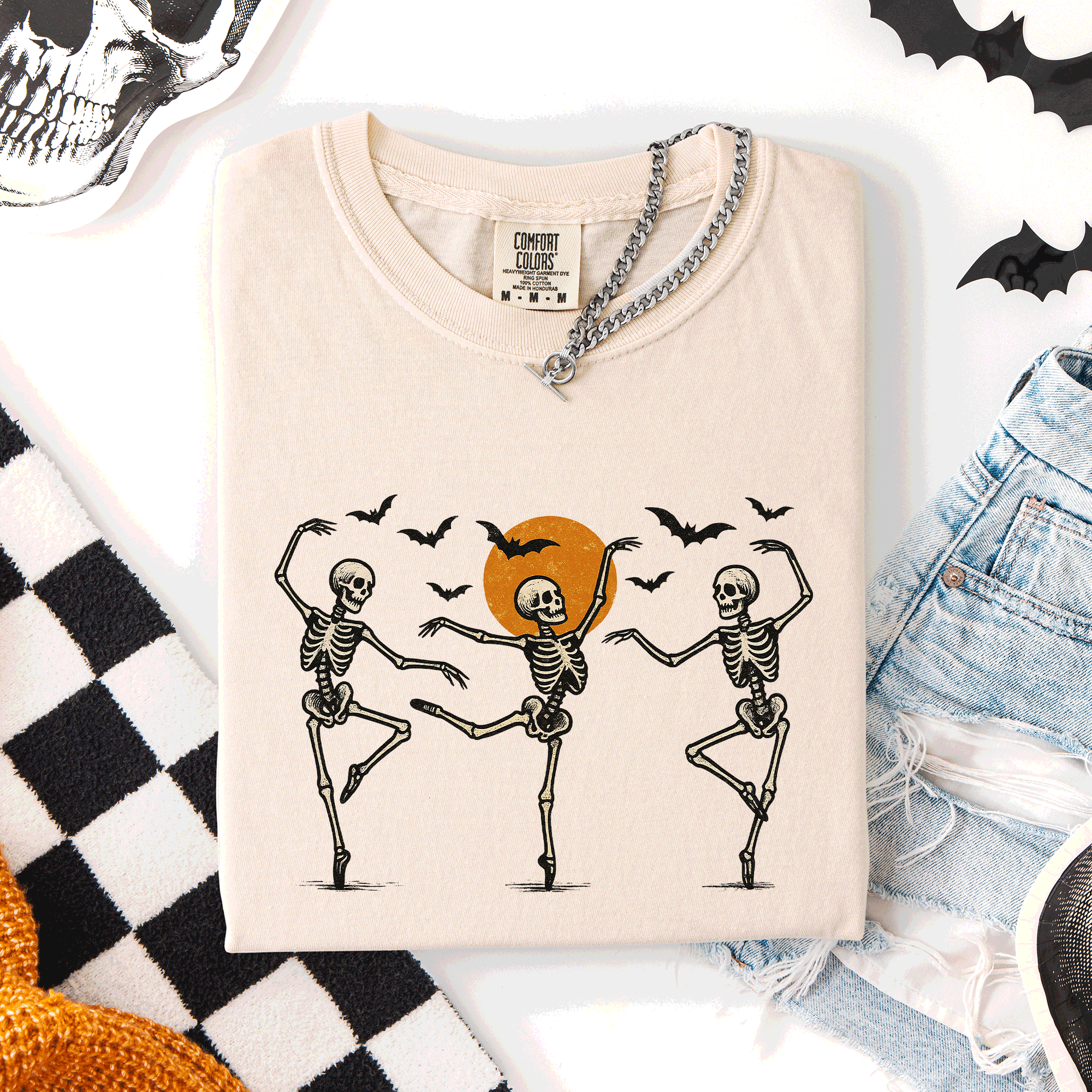 Skeleton Dancers Halloween Night Parade Of Spooky Silhouettes Comfort Colors Tee