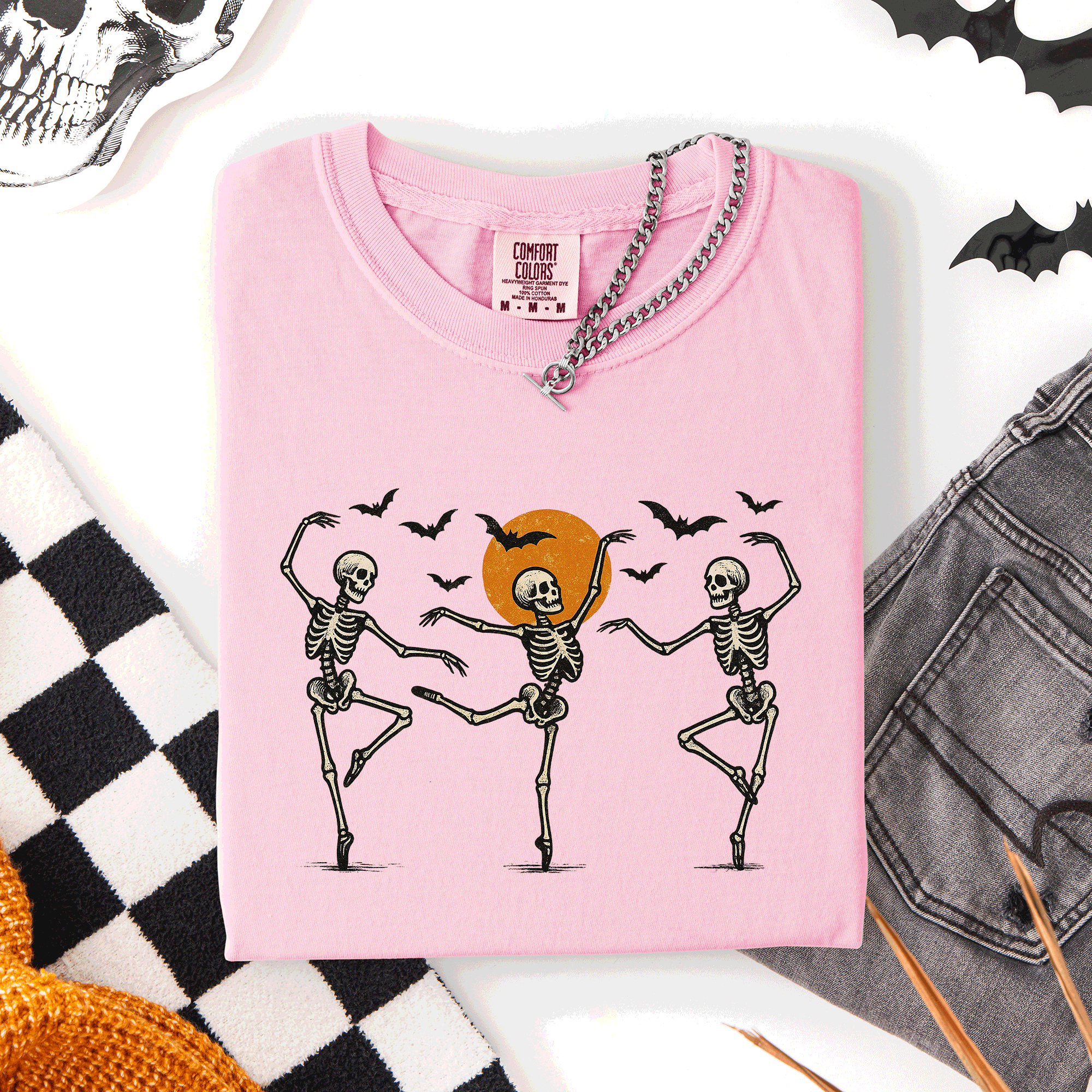 Skeleton Dancers Halloween Night Parade Of Spooky Silhouettes Comfort Colors Tee
