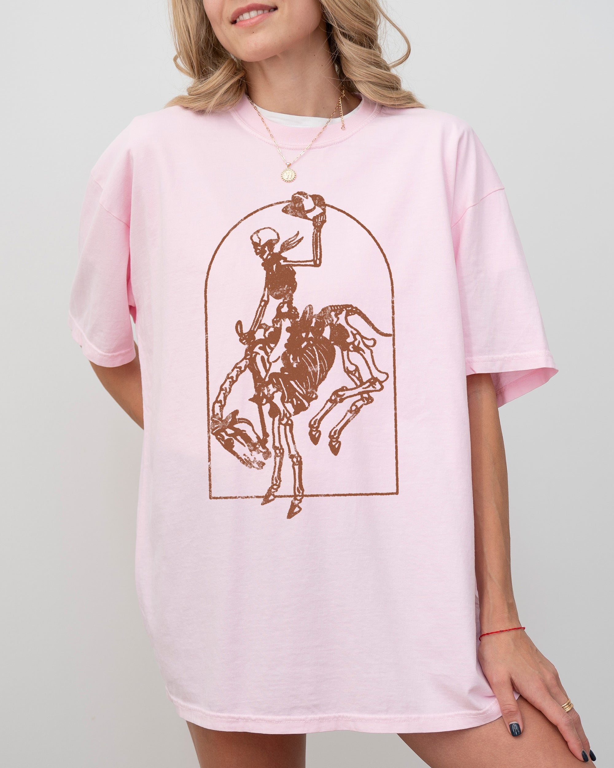Skeleton Rodeo Rider Cowboy Horse Bronco Western Country Vintage Comfort Colors Tee