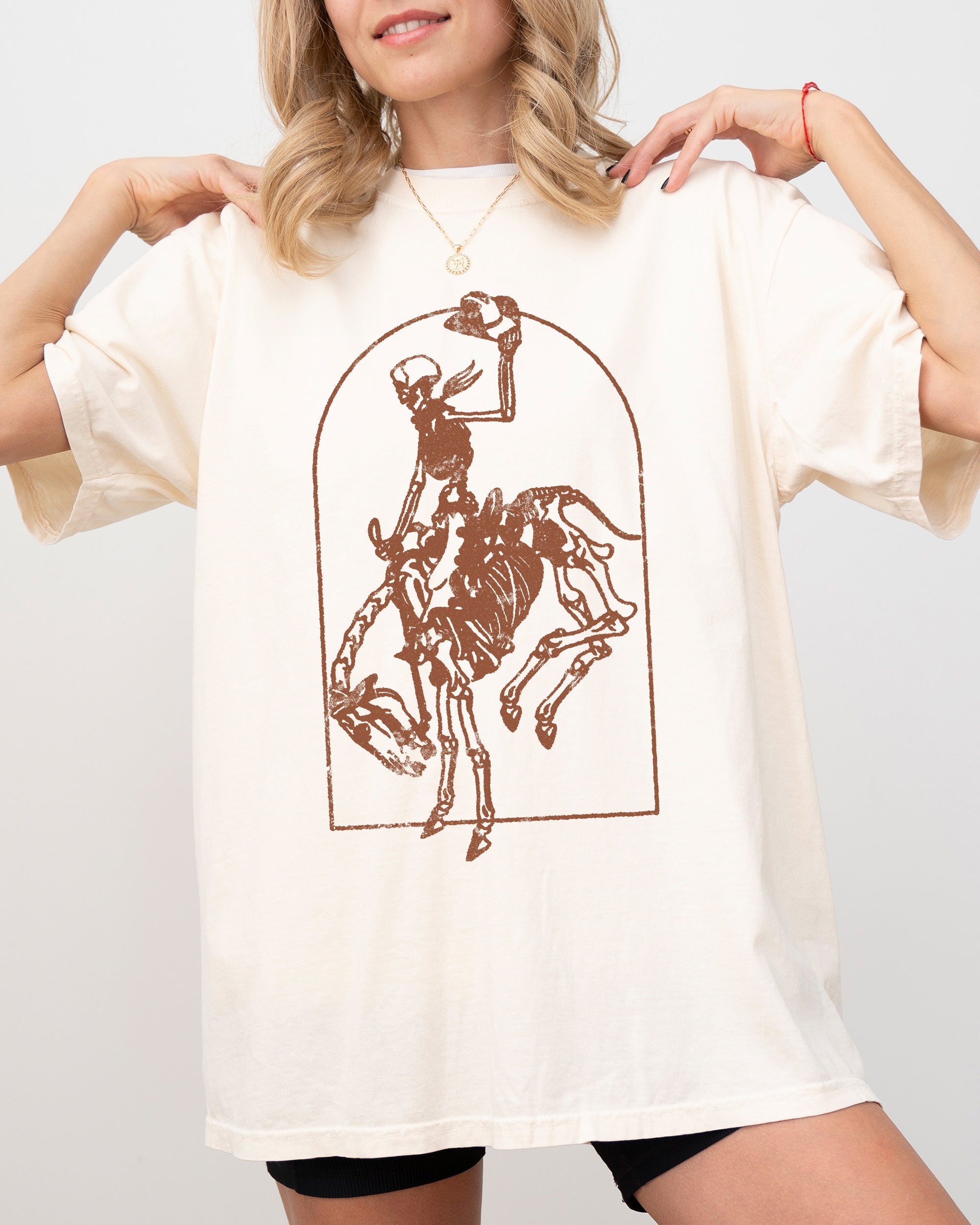 Skeleton Rodeo Rider Cowboy Horse Bronco Western Country Vintage Comfort Colors Tee