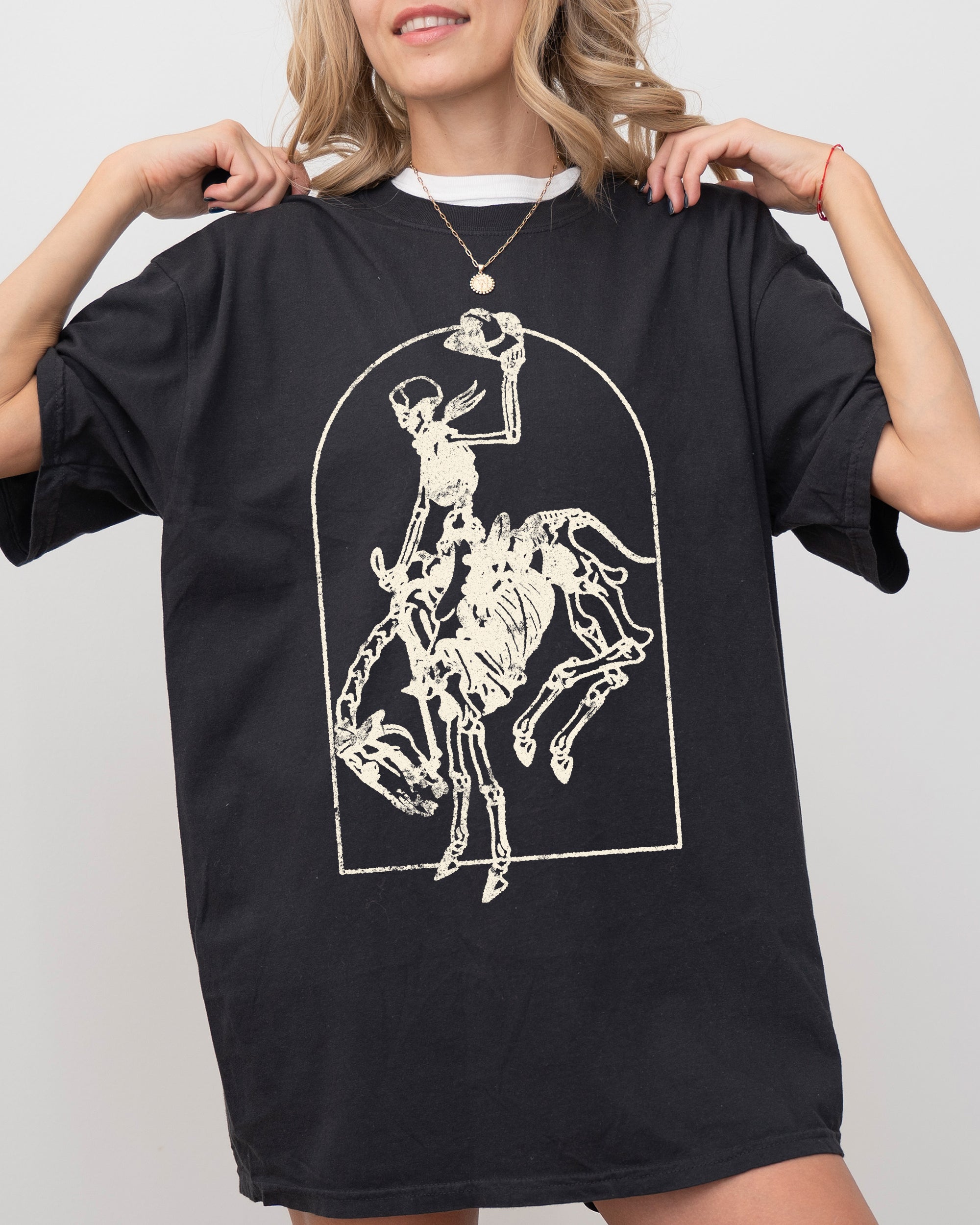 Skeleton Rodeo Rider Cowboy Horse Bronco Western Country Vintage Comfort Colors Tee