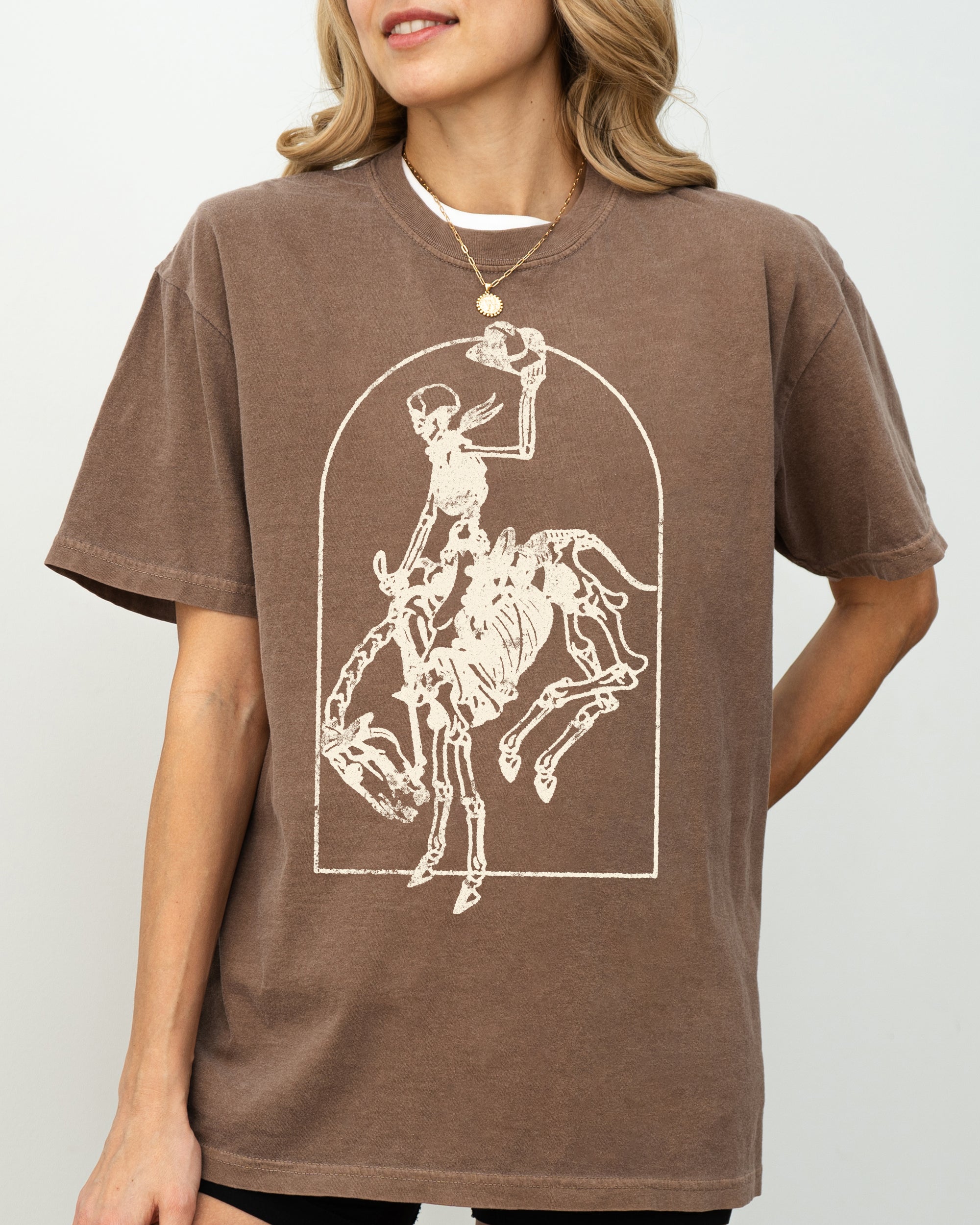 Skeleton Rodeo Rider Cowboy Horse Bronco Western Country Vintage Comfort Colors Tee
