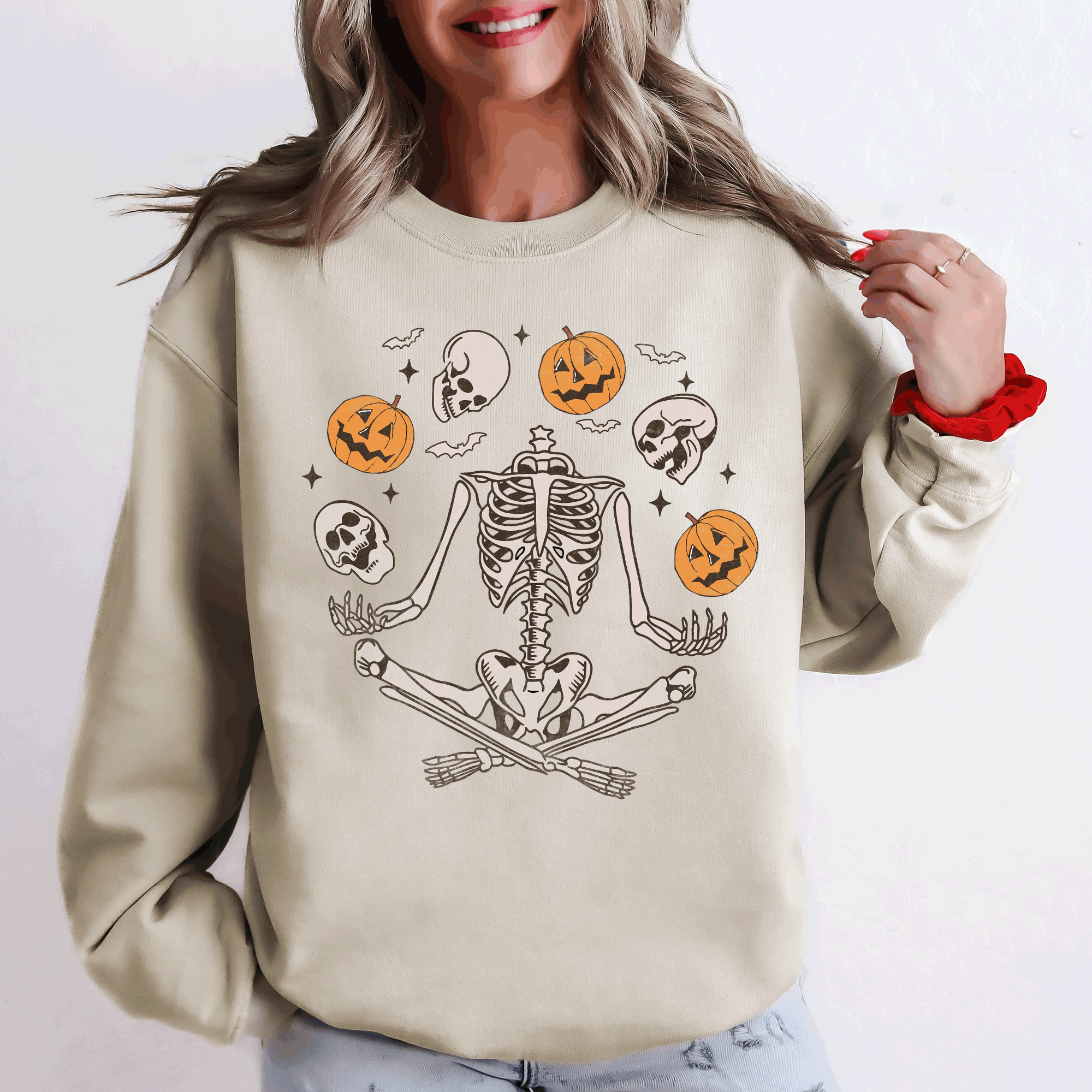 Skeleton, Juggling, Halloween, Jack-O-Lantern Sweatshirt