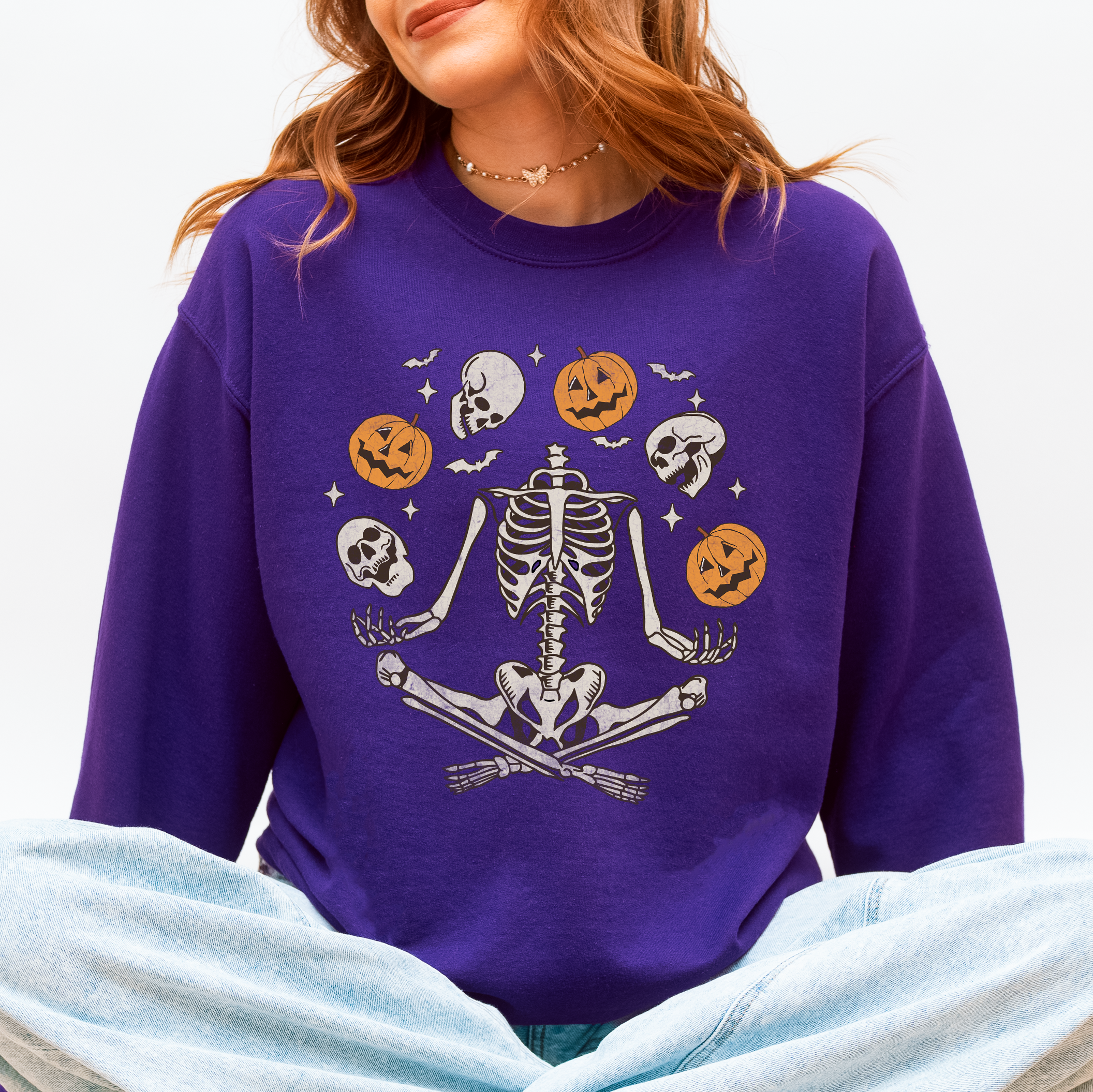 Skeleton, Juggling, Halloween, Jack-O-Lantern Sweatshirt
